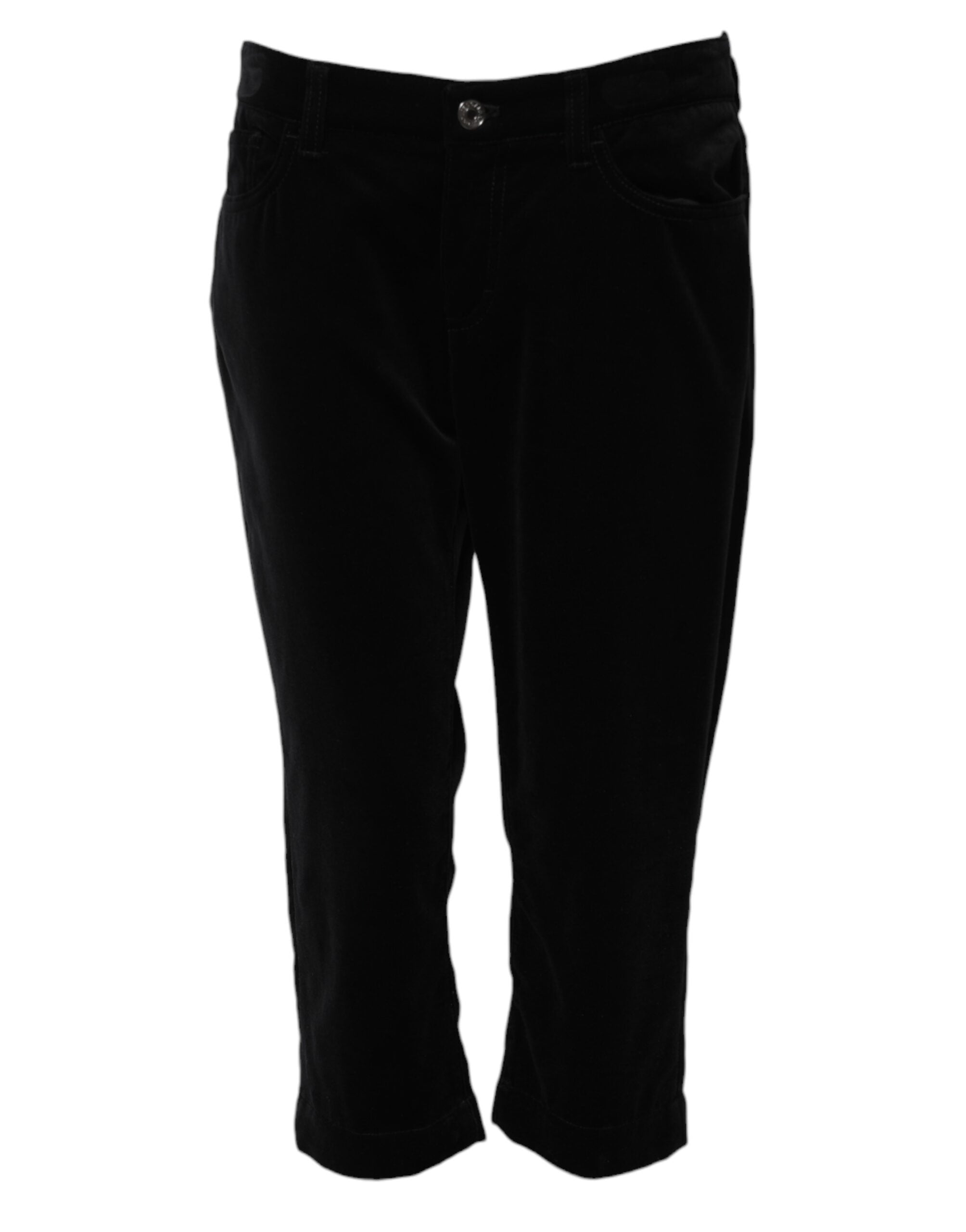 Black Cotton Skinny Capri Cropped Denim Jeans - ventzia