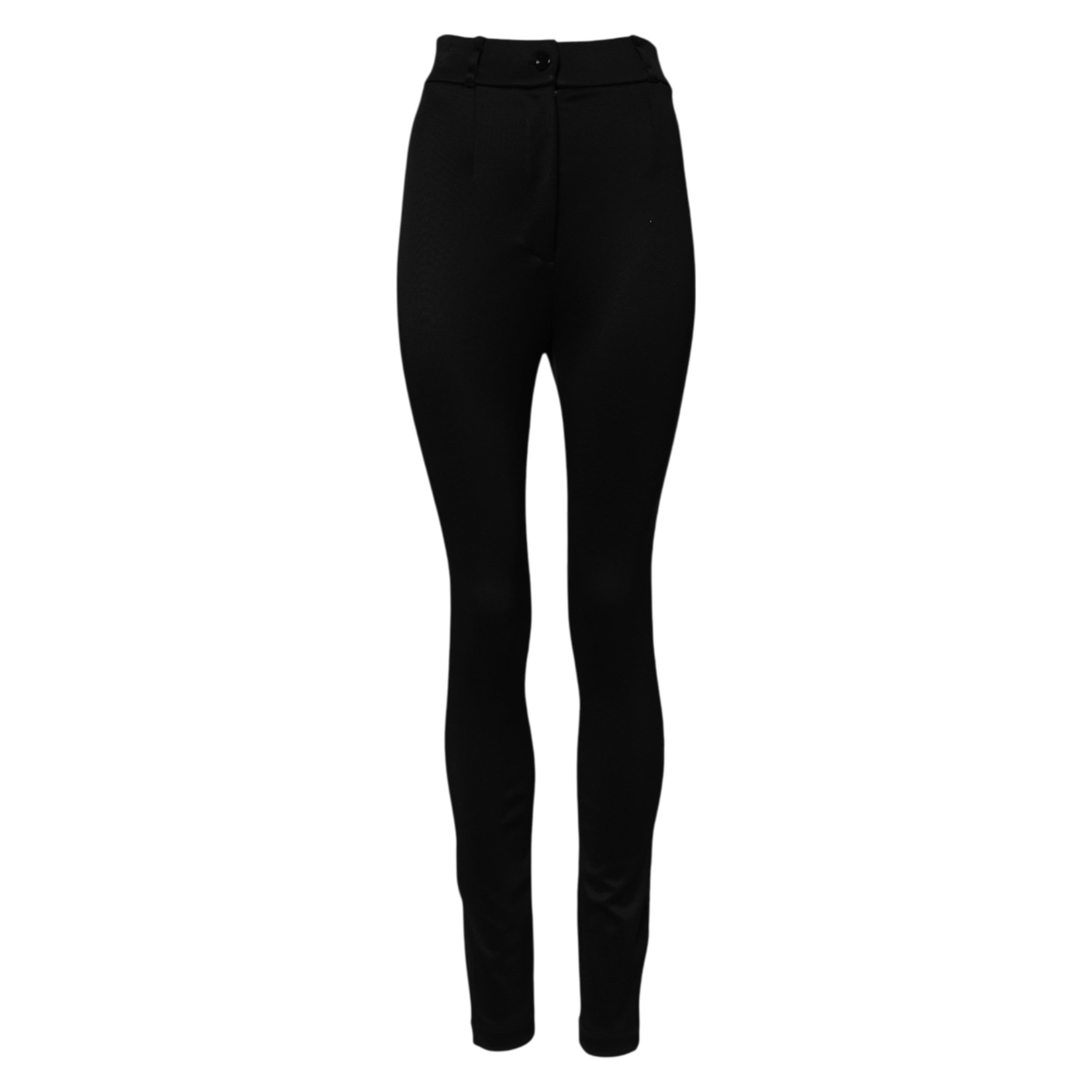 Black Nylon High Waist Skinny Leggings Pants - ventzia