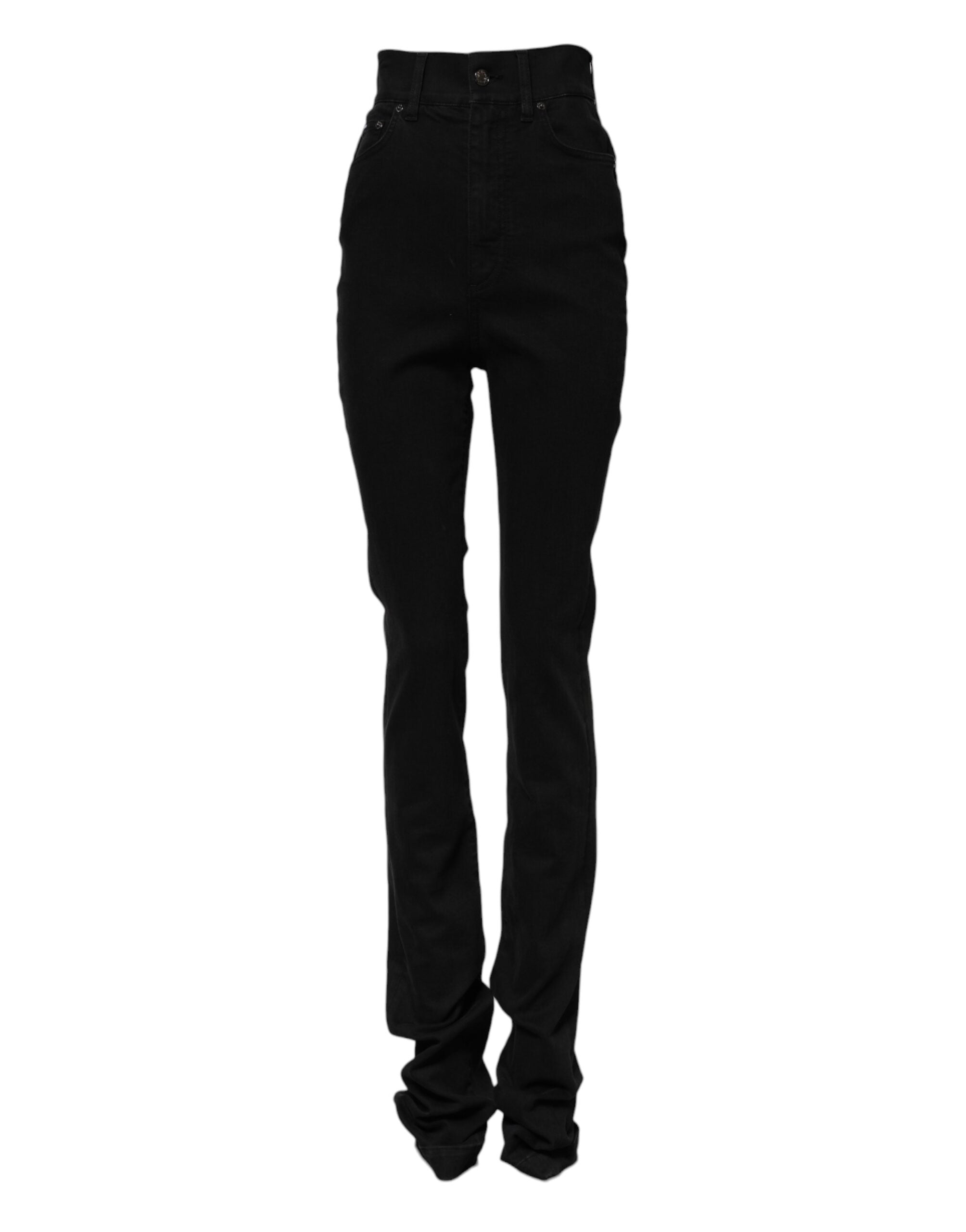 Black Cotton High Waist Skinny Denim Jeans - ventzia