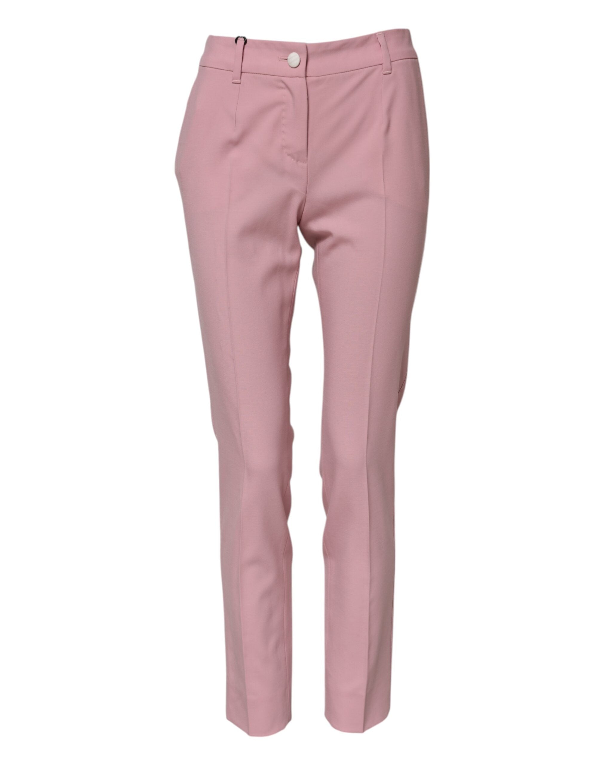 Pink Wool High Waist Tapered Pants - ventzia