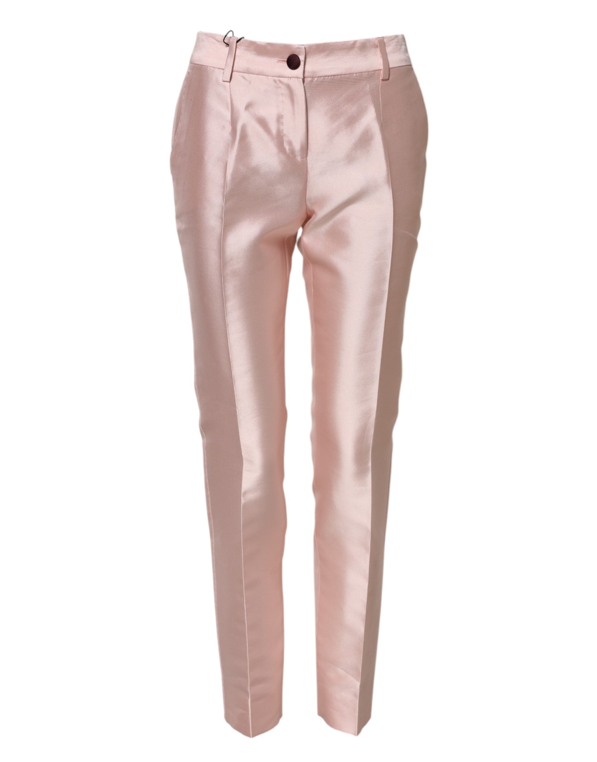 Pink Satin High Waist Tapered Pants - ventzia