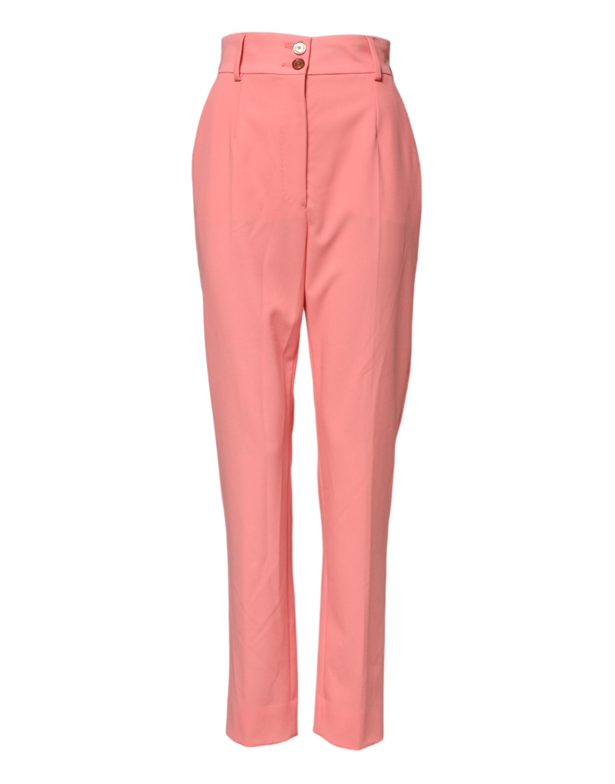 Pink High Waist Tapered Dress Pants - ventzia