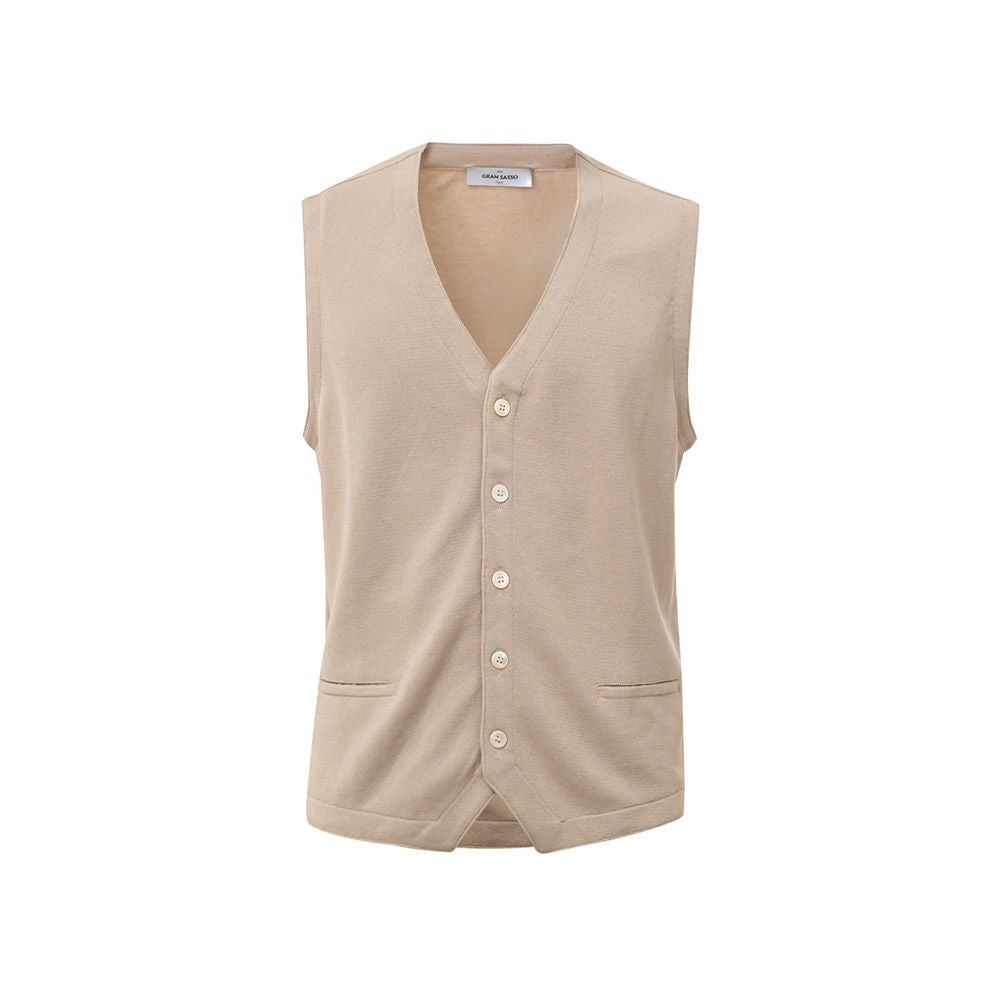 Beige Cotton Sleveless Jacket - ventzia