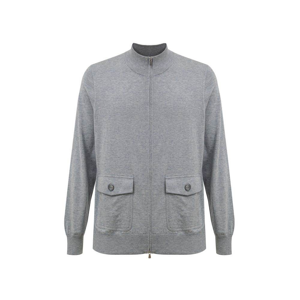 Gray Cotton Cardigan - ventzia