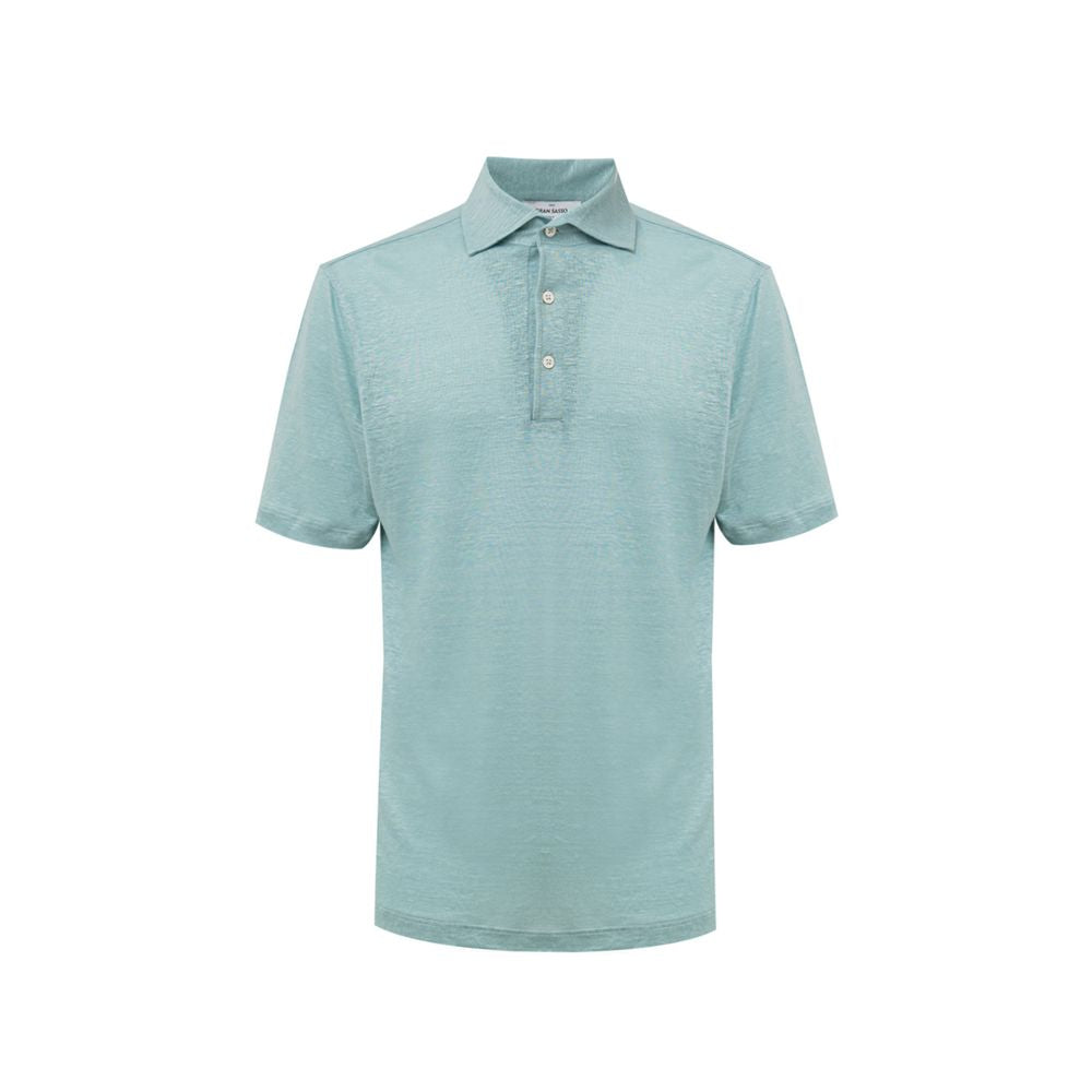 Blue Linen Polo Shirt - ventzia
