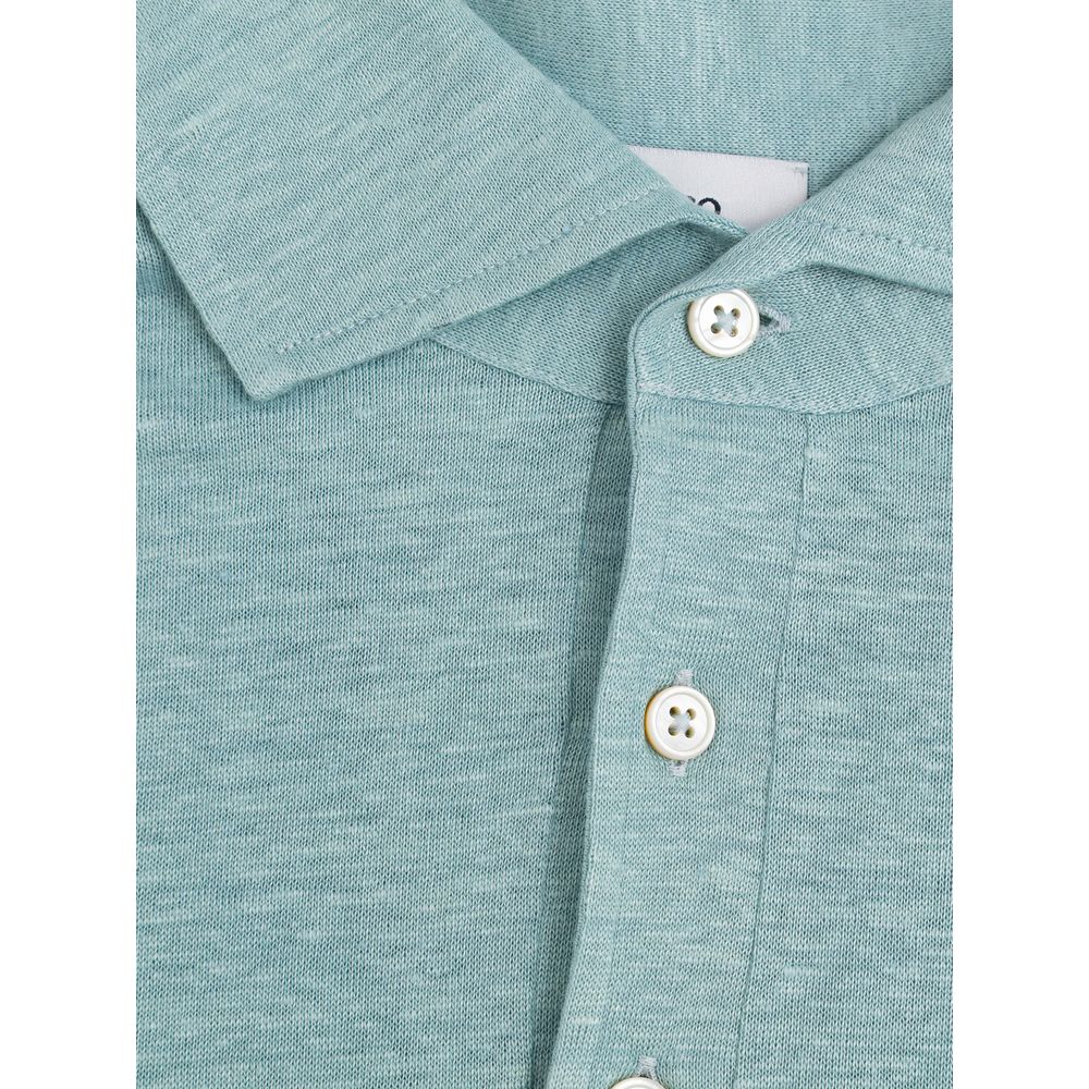 Blue Linen Polo Shirt - ventzia