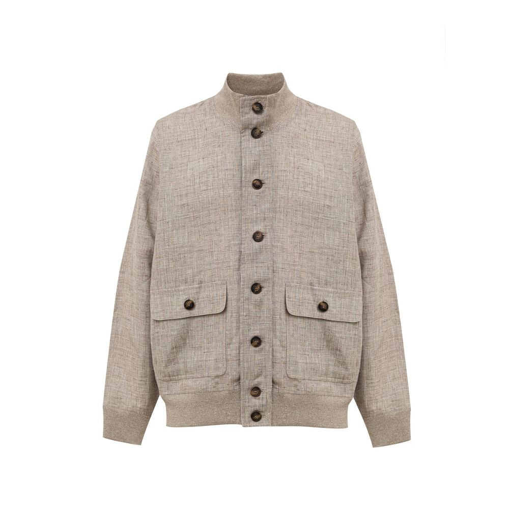 Beige Linen Jackets & Coat - ventzia