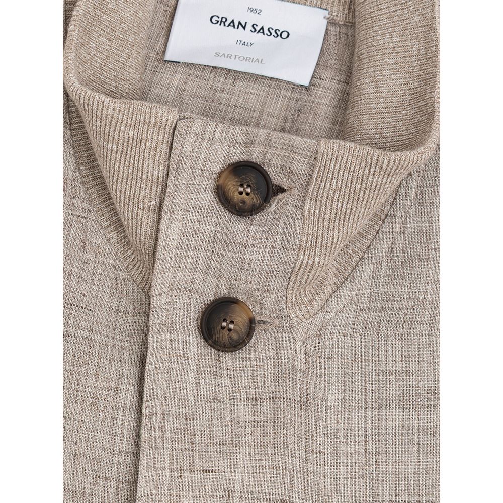 Beige Linen Jackets & Coat - ventzia