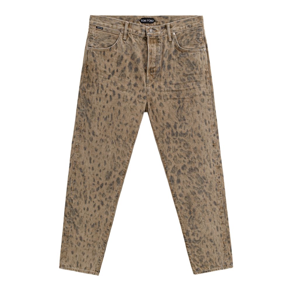 Beige Cotton Tapered Jean - ventzia