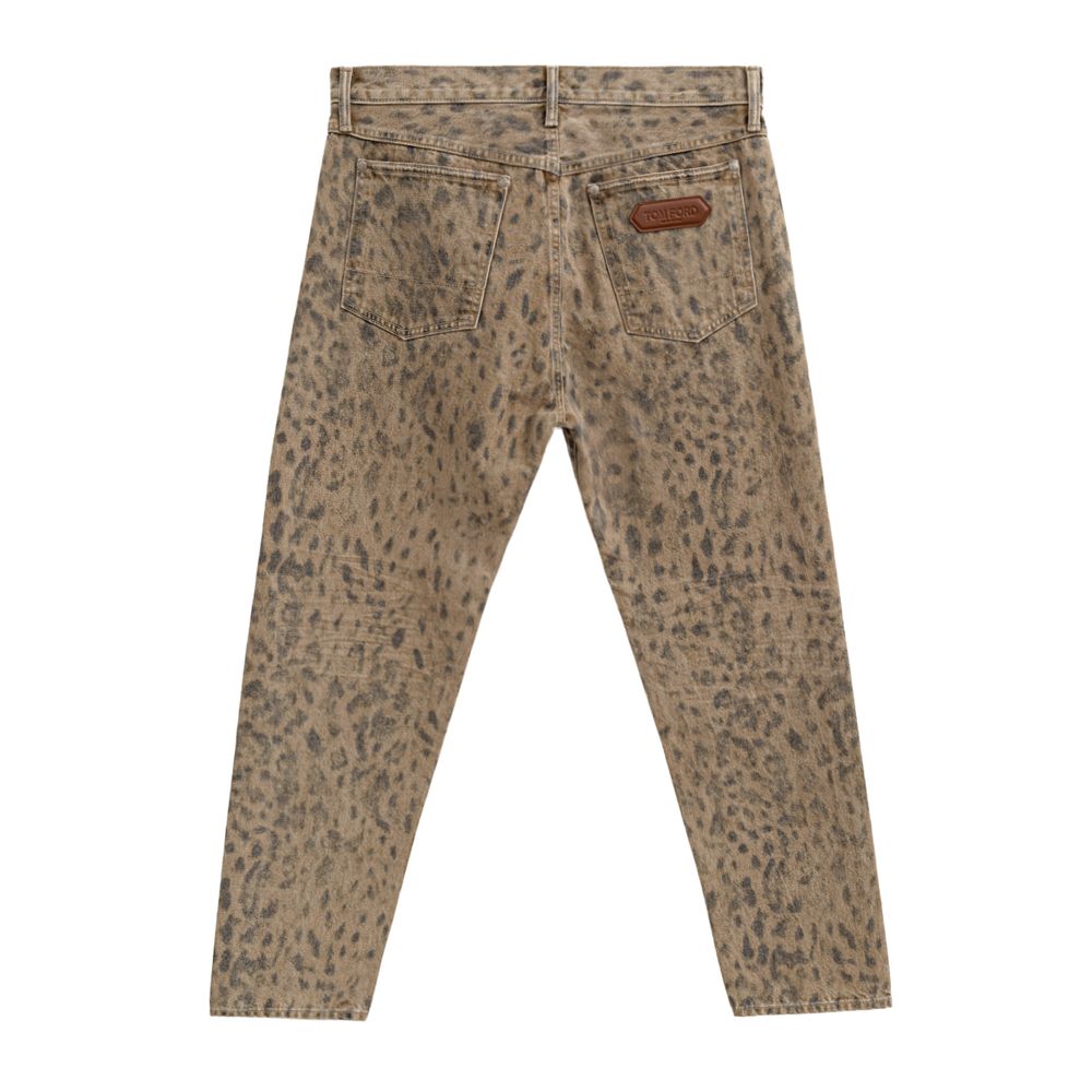 Beige Cotton Tapered Jean - ventzia