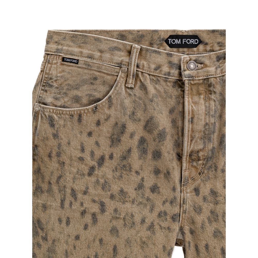 Beige Cotton Tapered Jean - ventzia