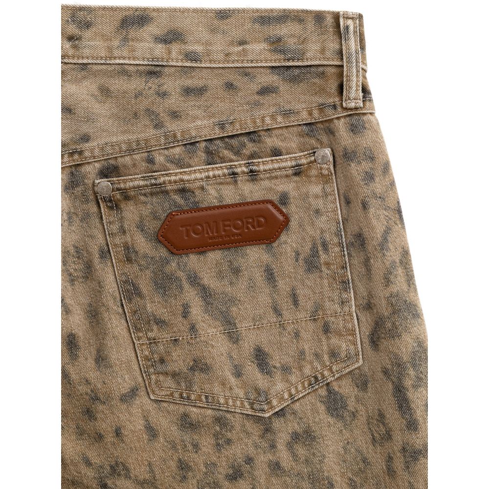 Beige Cotton Tapered Jean - ventzia