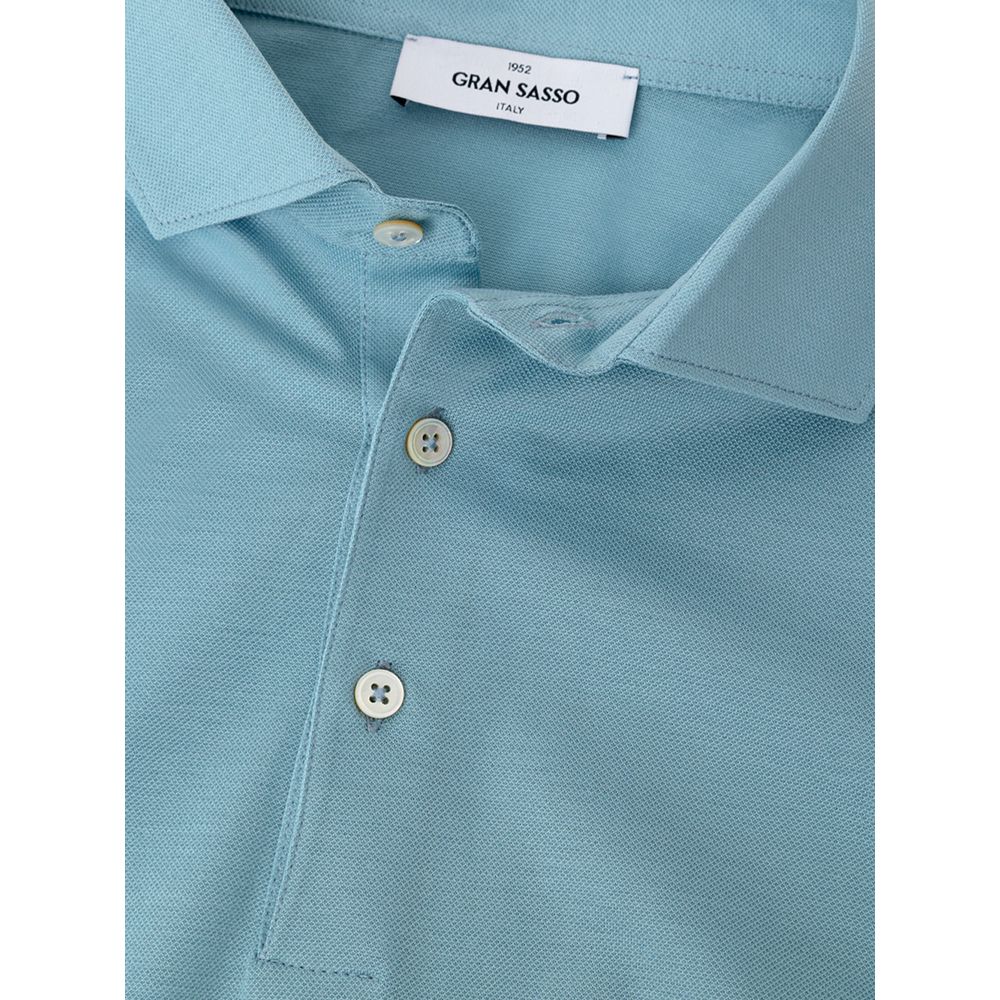 Blue Cotton Polo Shirt - ventzia