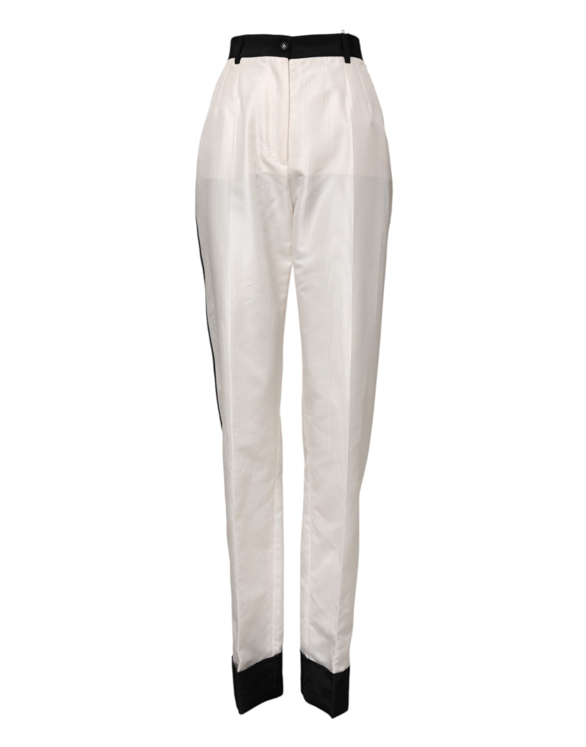 White High Waist Straight Dress Trouser Pants - ventzia