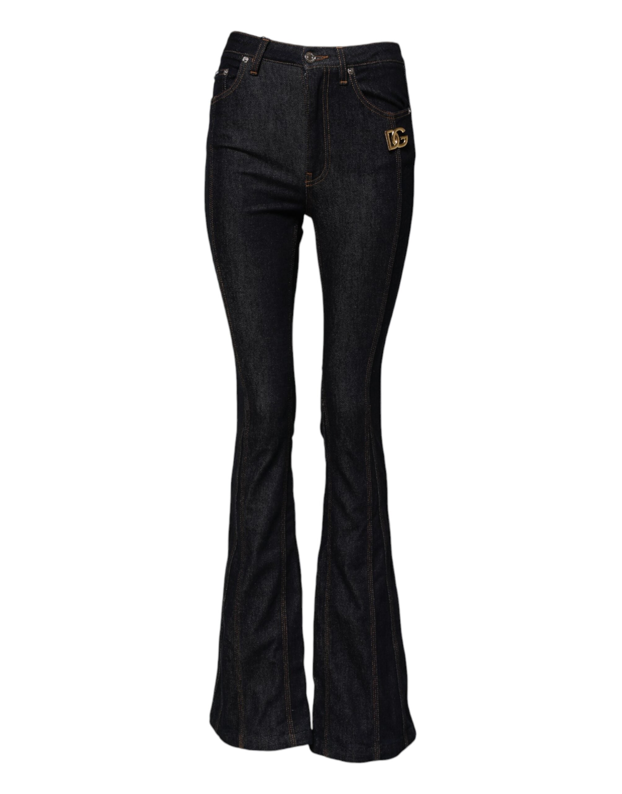 Black Cotton Mid Waist Bootcut Denim Jeans - ventzia