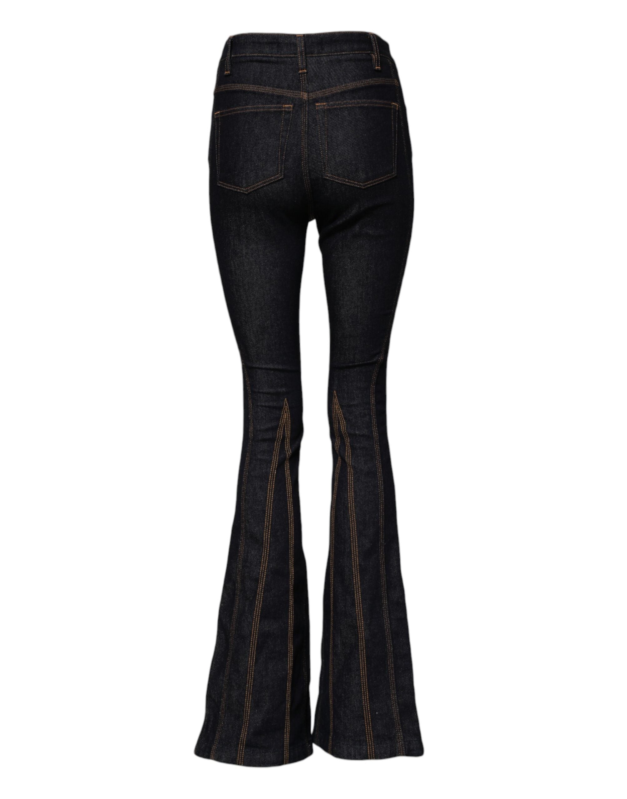Black Cotton Mid Waist Bootcut Denim Jeans - ventzia