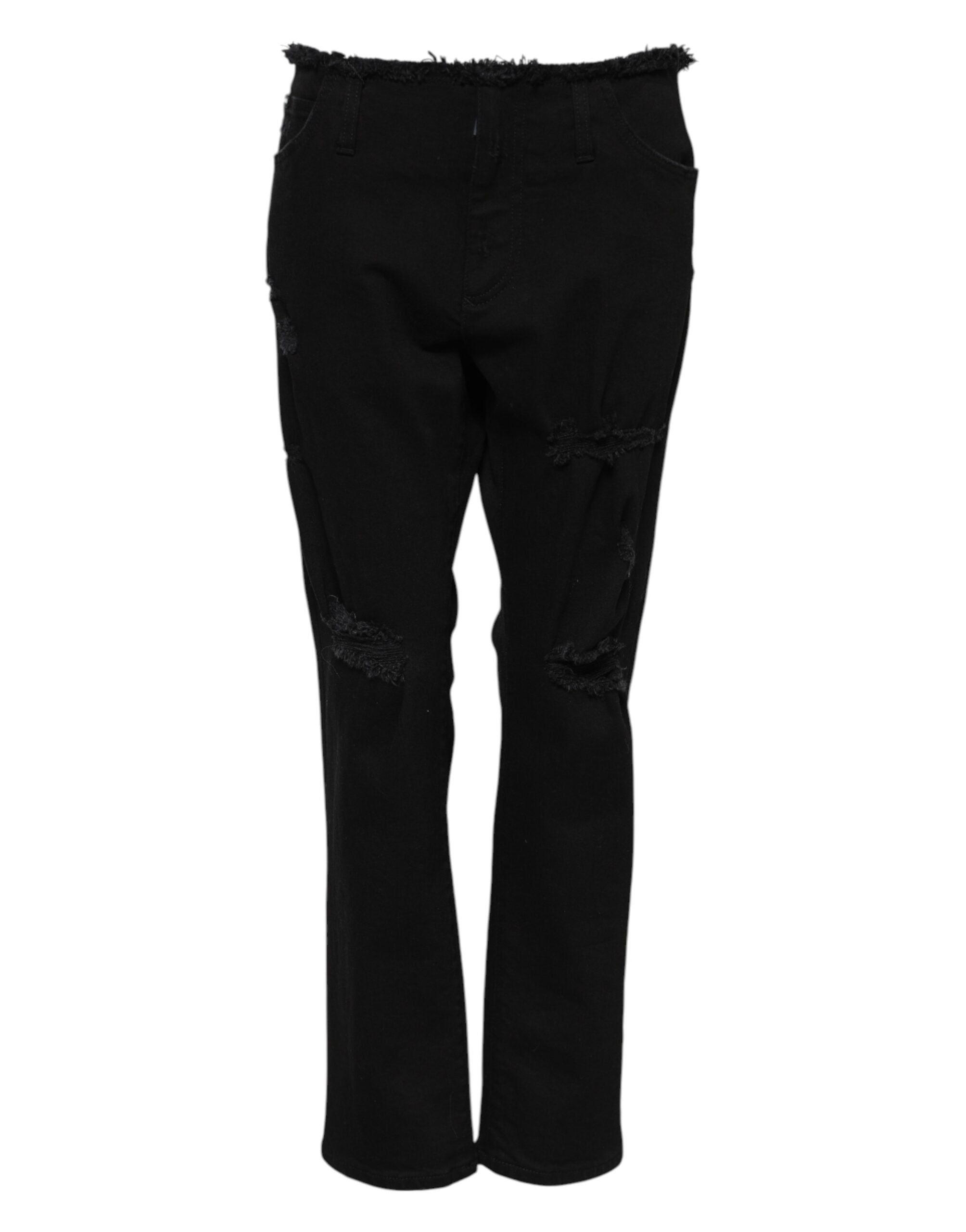 Black Cotton Mid Waist Flared Denim Jeans - ventzia