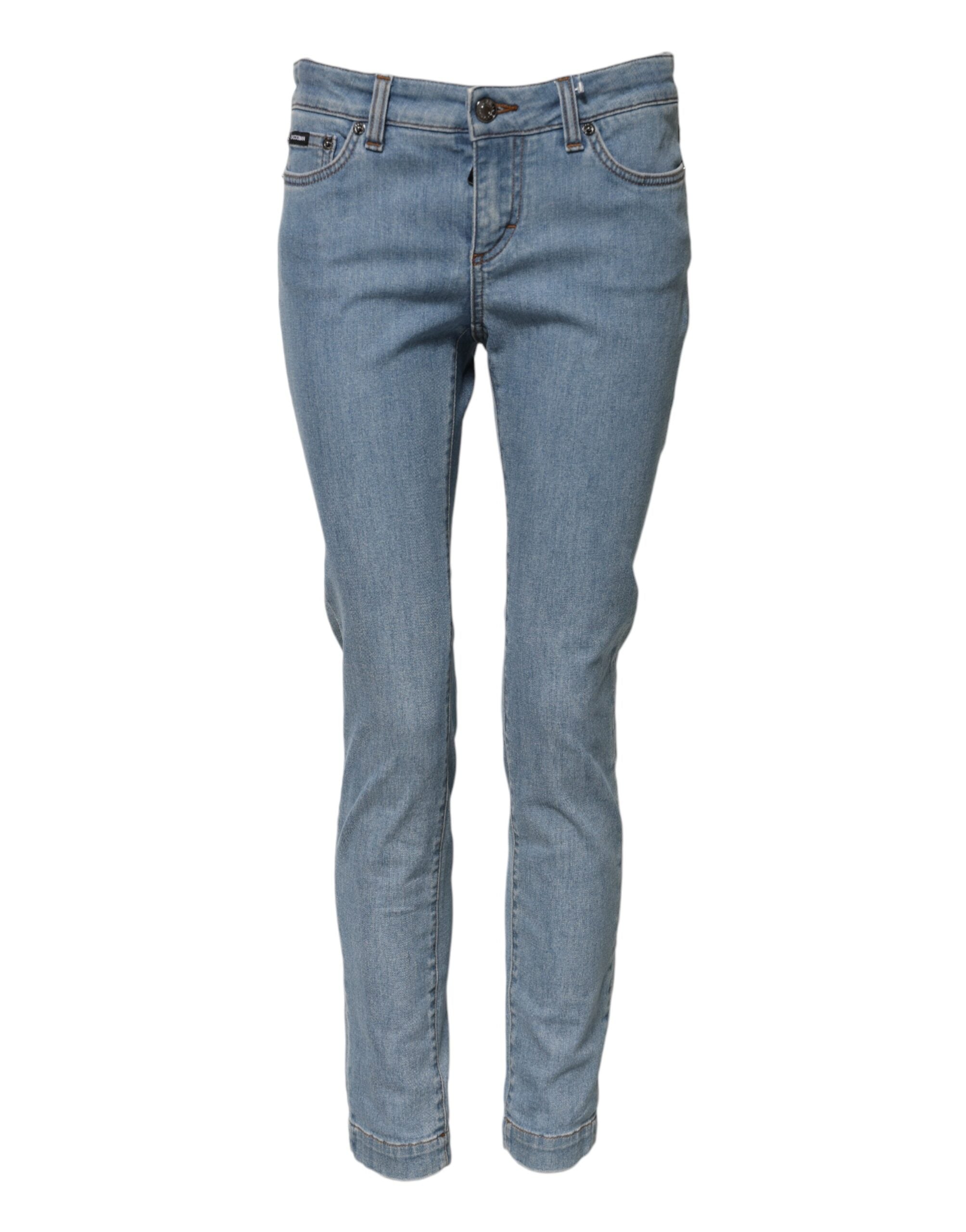 Blue Cotton PRETTY MidWaist Skinny Denim Jeans - ventzia