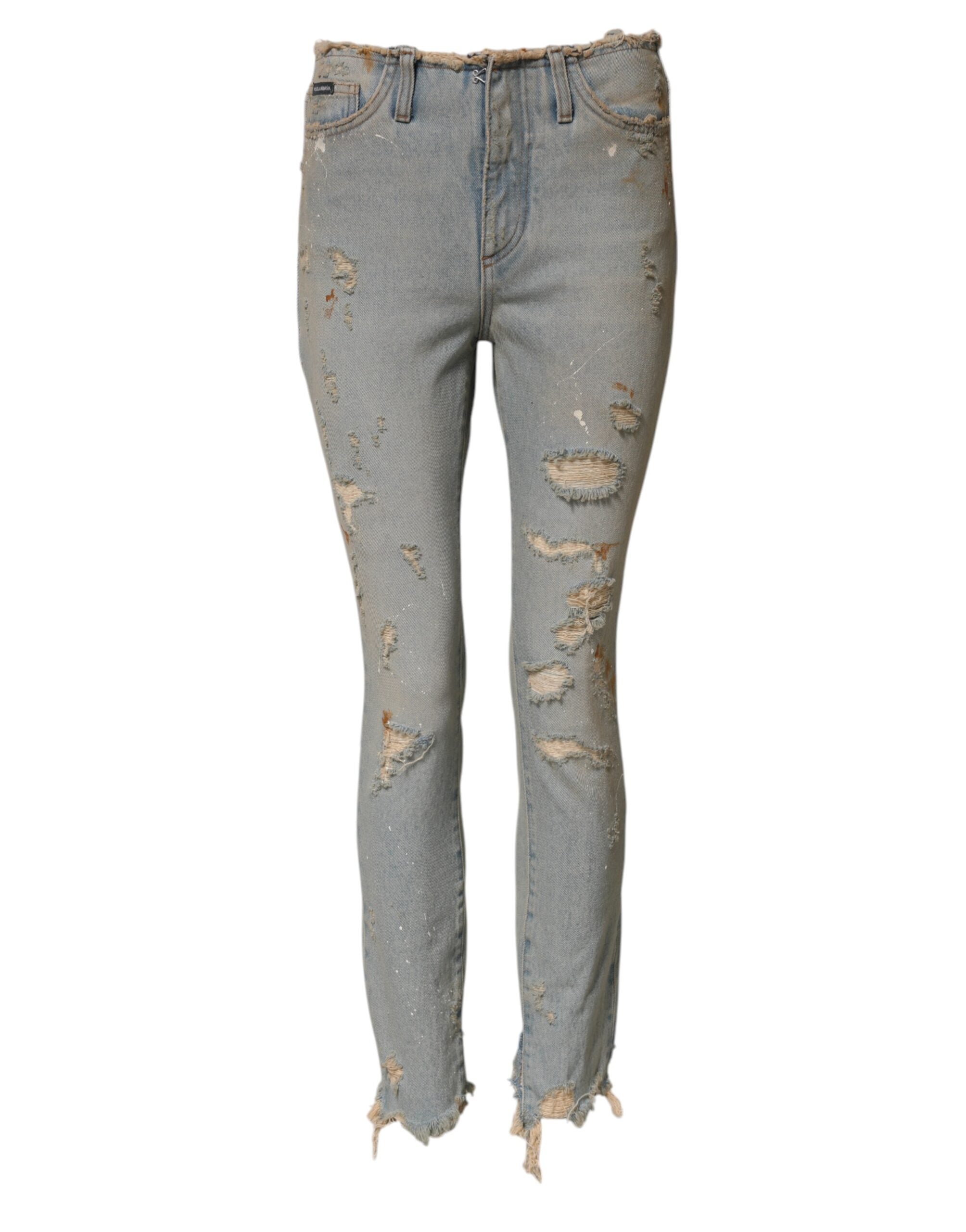 Light Blue High Waist Skinny Denim Jeans - ventzia