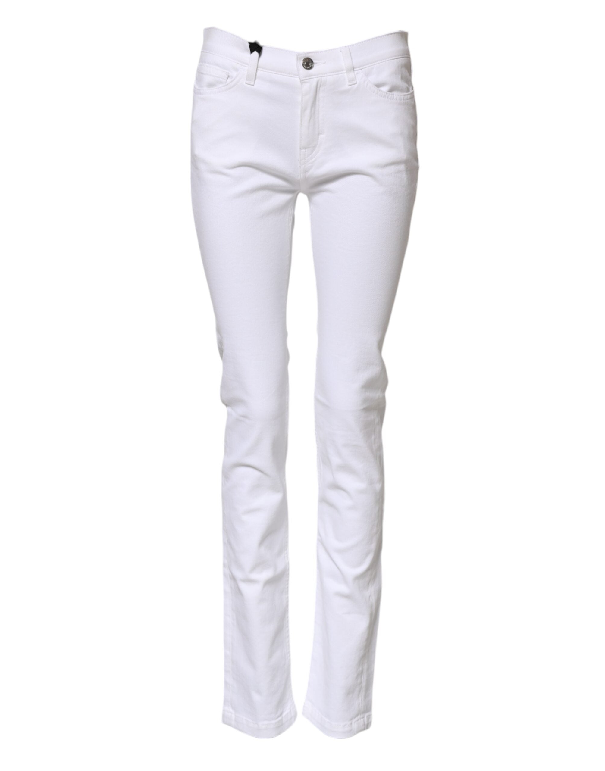 White GRACE Mid Waisted Skinny Denim Jeans - ventzia