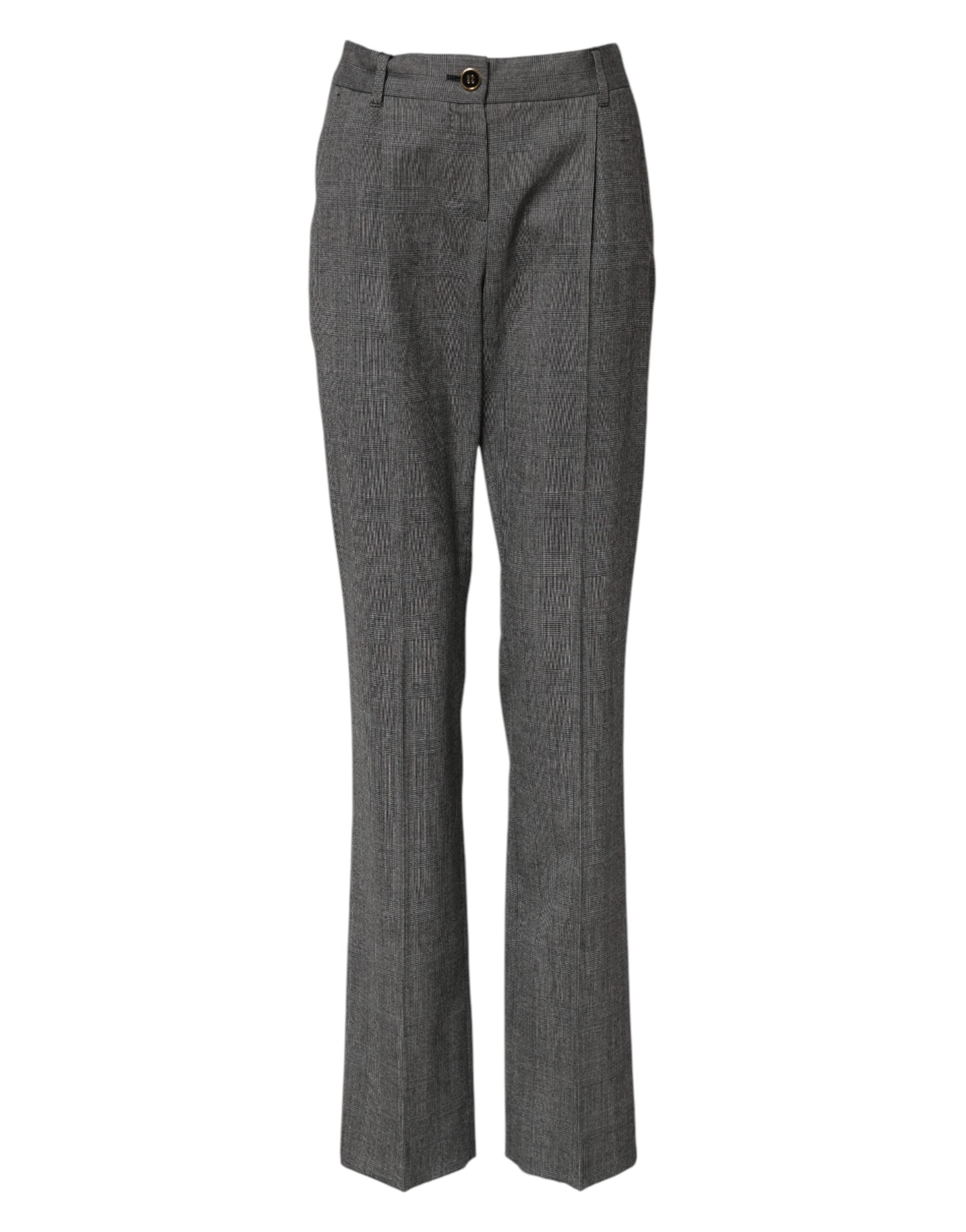 Gray Checkered High Waist Flared Pants - ventzia