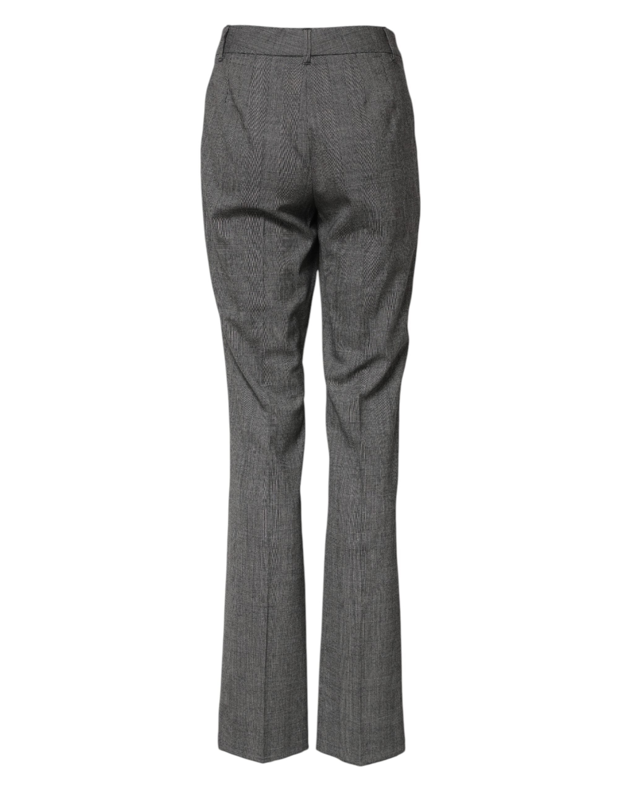 Gray Checkered High Waist Flared Pants - ventzia