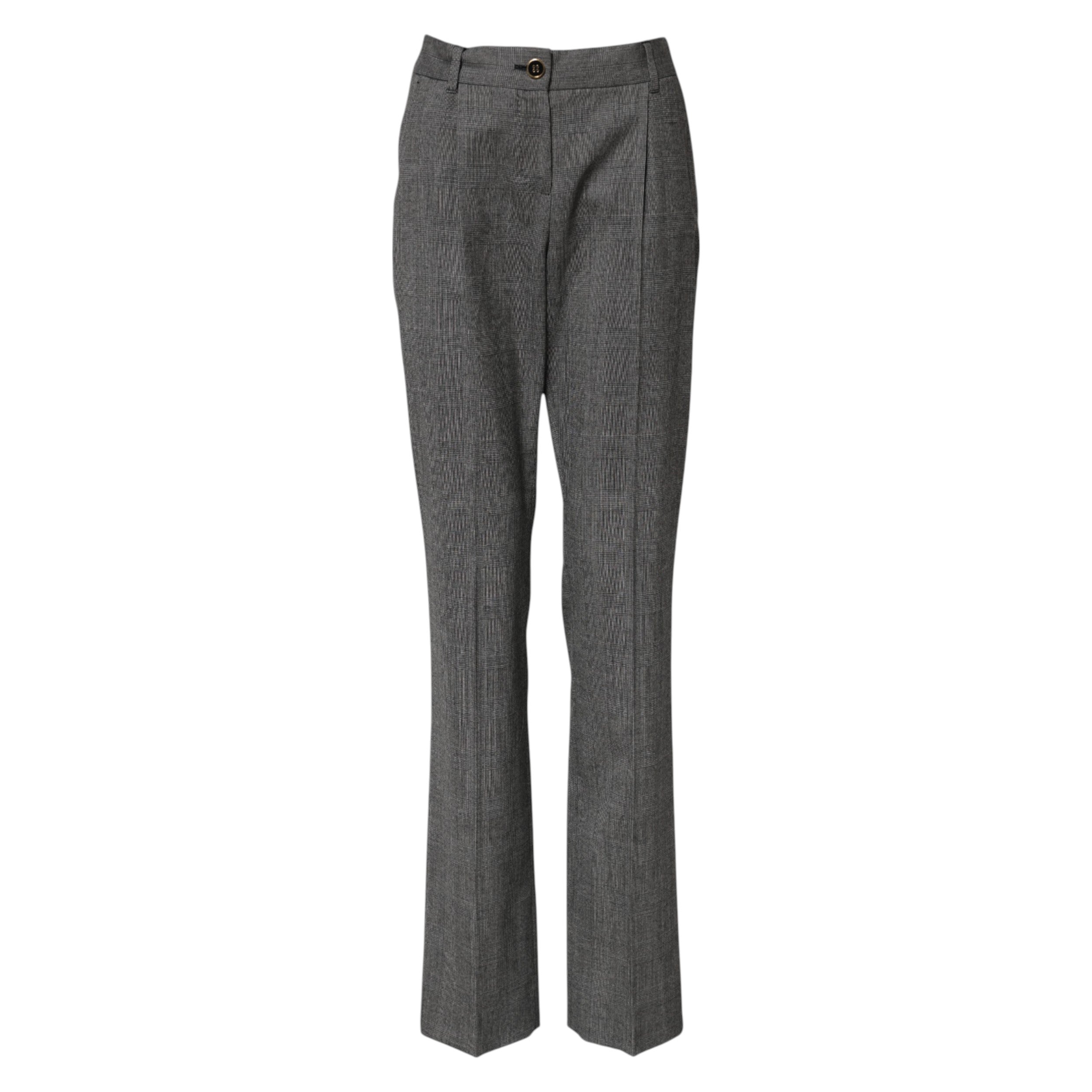 Gray Checkered High Waist Flared Pants - ventzia