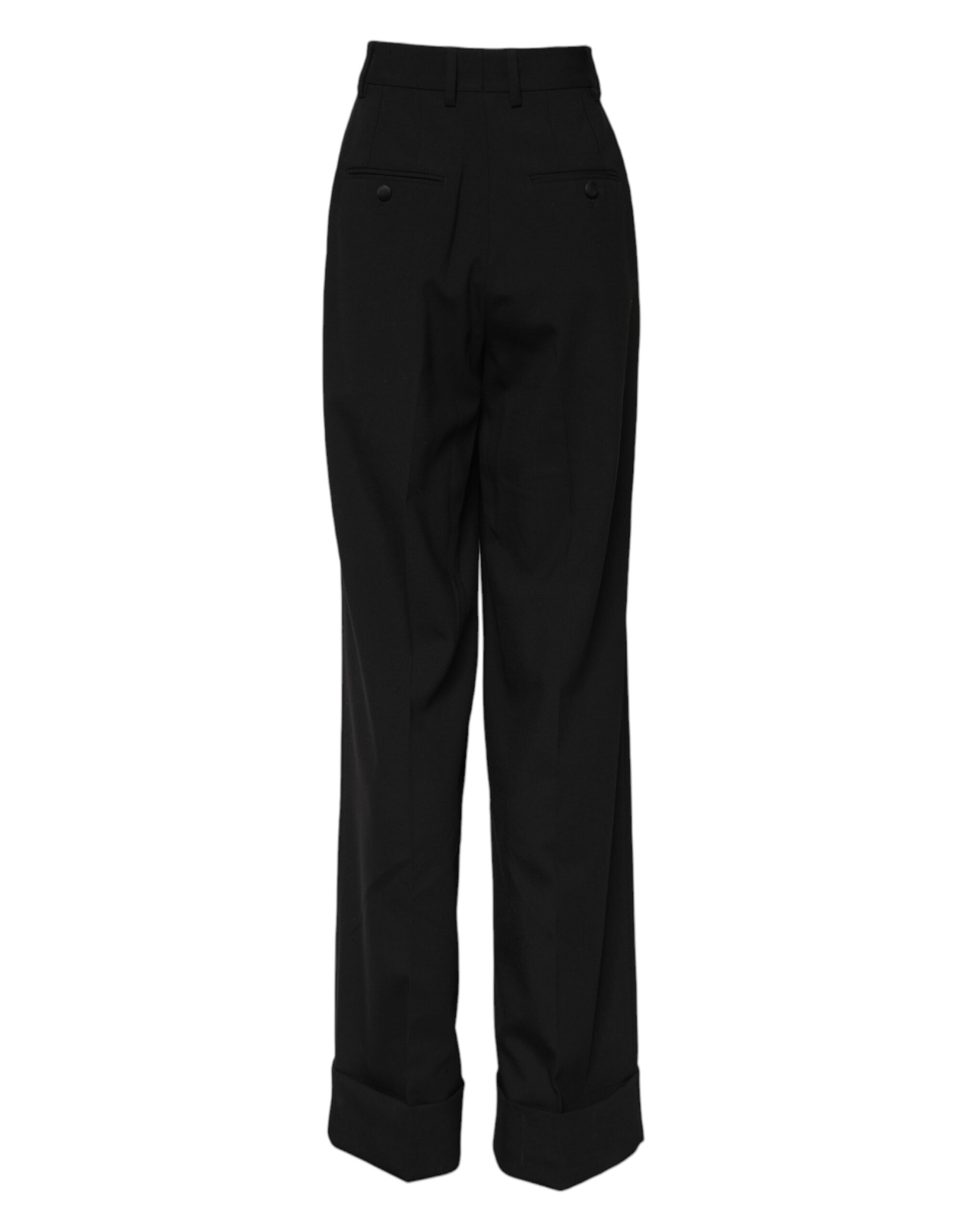 Black Wool High Waist Formal Pants - ventzia