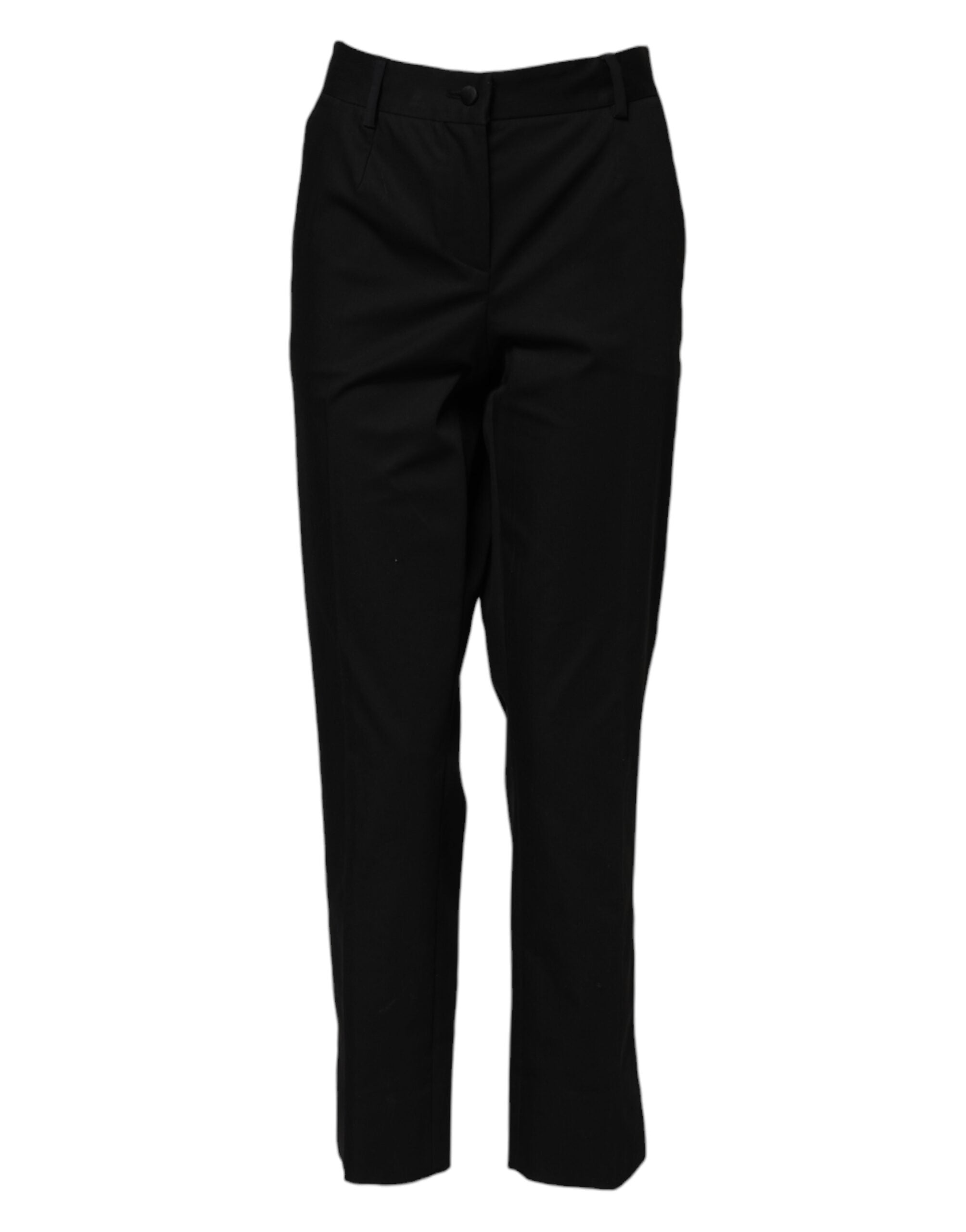 Black Cotton High Waist Formal Pants - ventzia