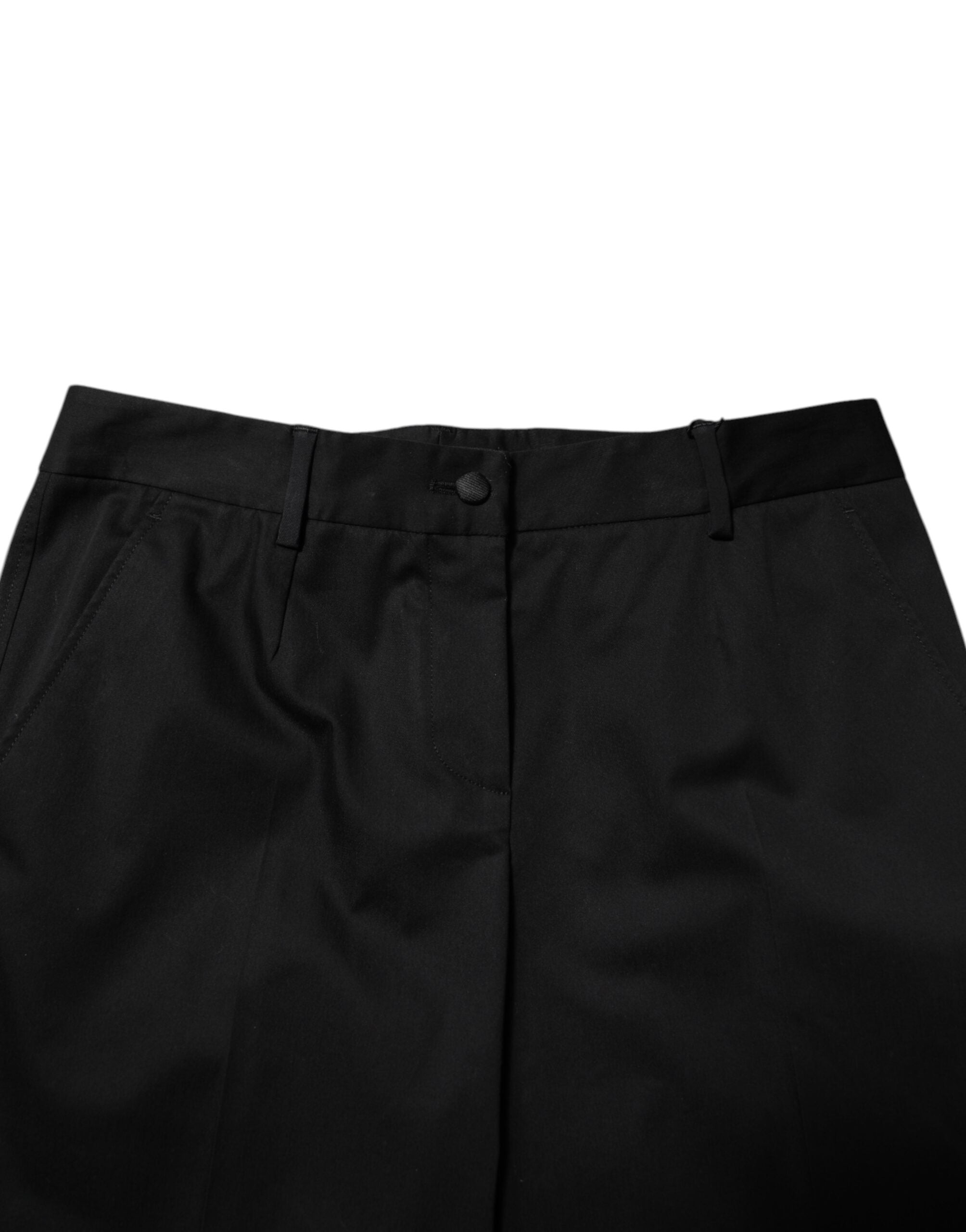 Black Cotton High Waist Formal Pants - ventzia