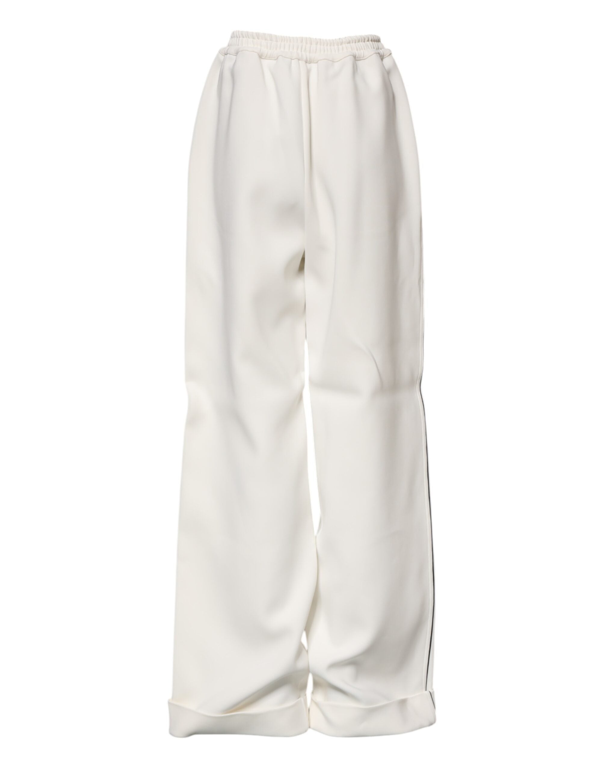 White Viscose Wide Leg Pull On Pants - ventzia