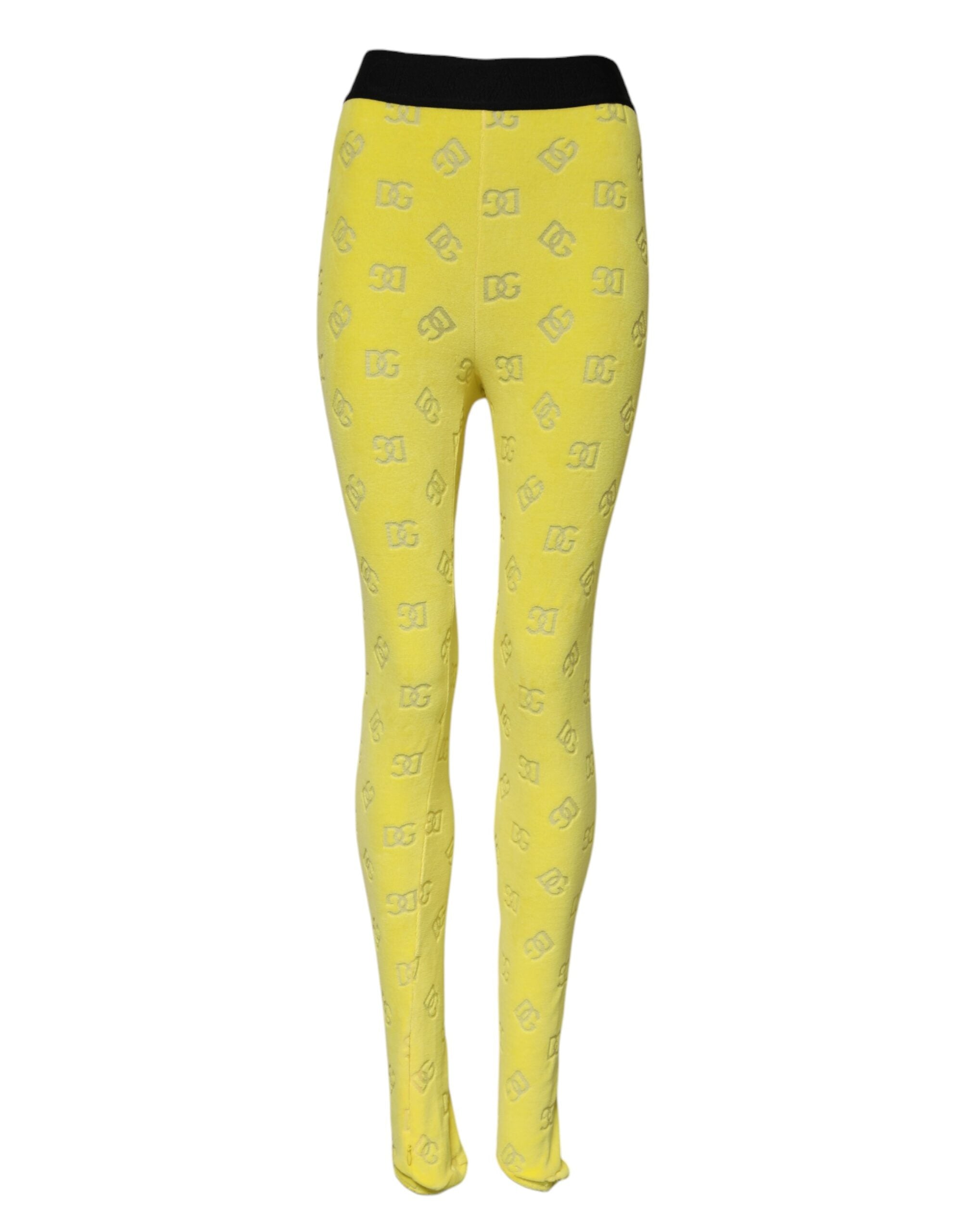 Yellow Logo Slim Fit Leggings Pants - ventzia
