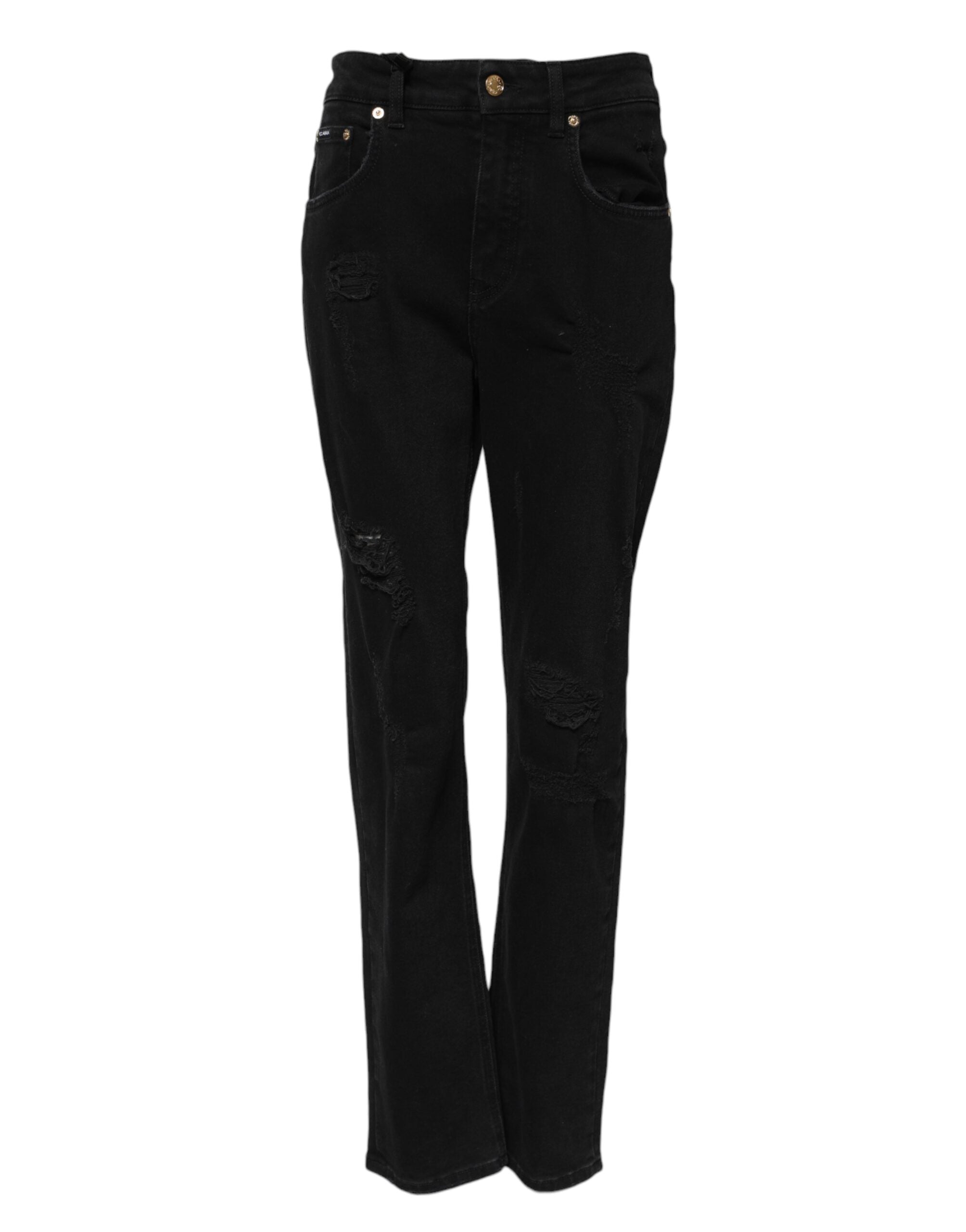 Black Boyfriend Cotton Flared Denim Jeans - ventzia