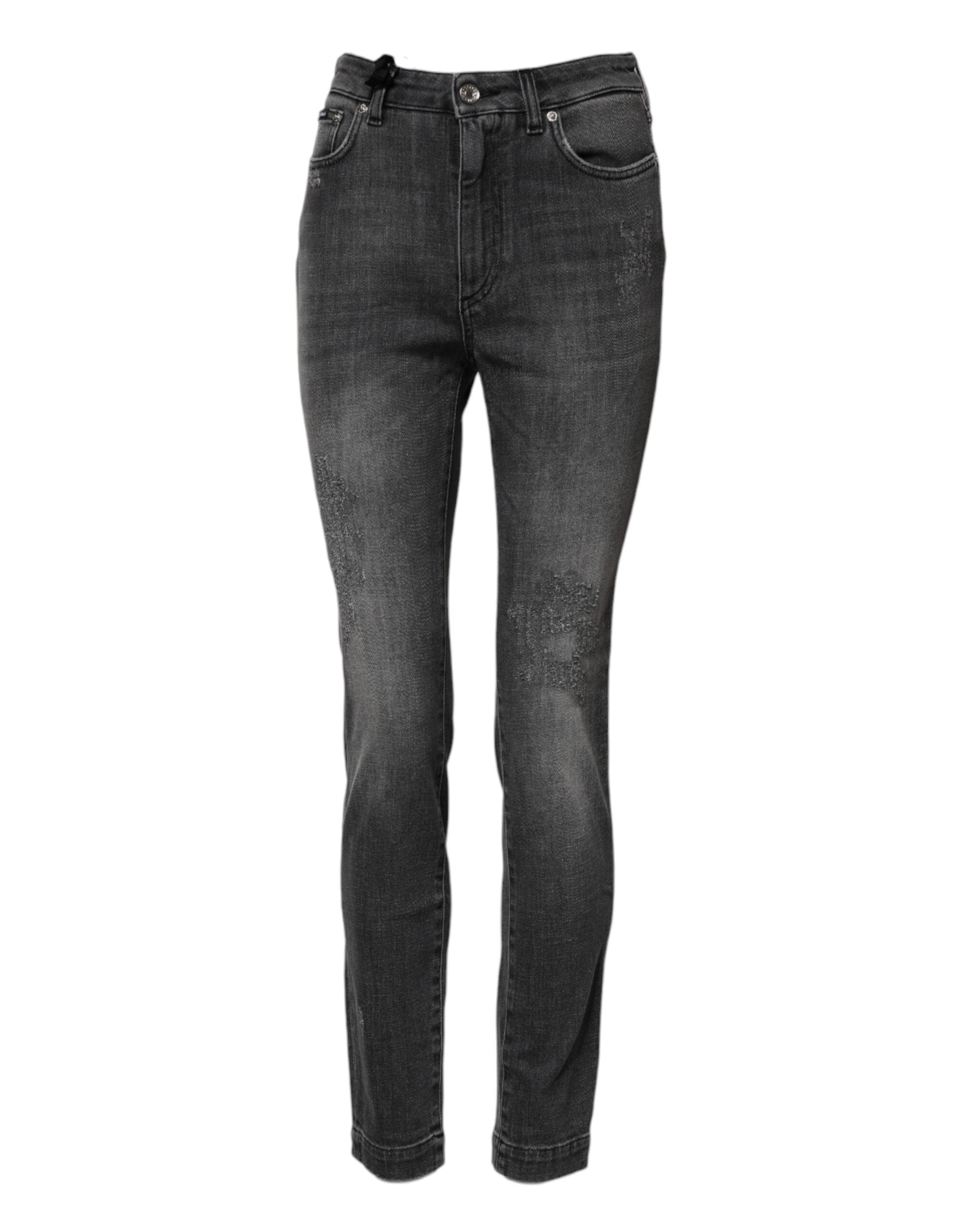 Dark Gray AUDREY Cotton Skinny Denim Jeans - ventzia
