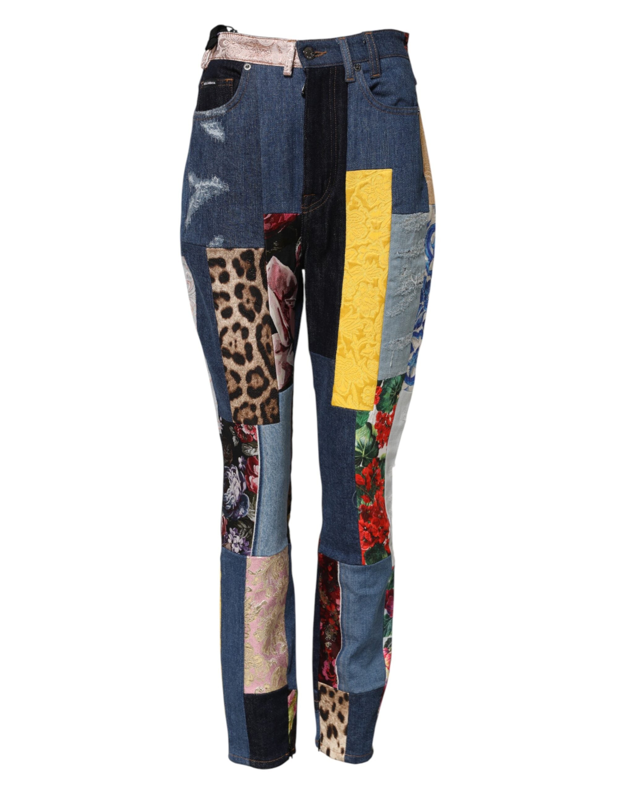 Multicolor Patchwork Skinny Denim Jeans - ventzia
