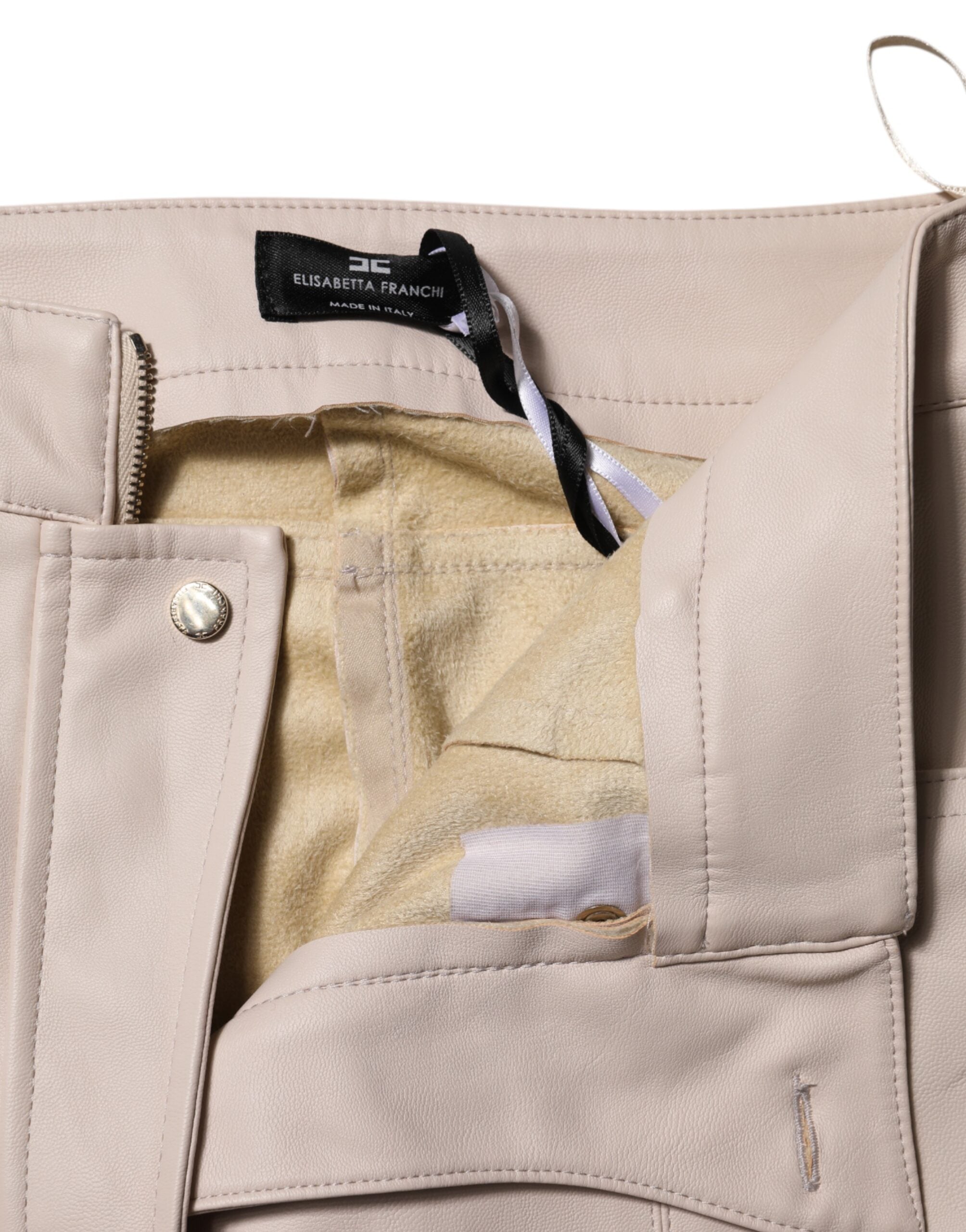 Beige High Waist Tapered Pants - ventzia
