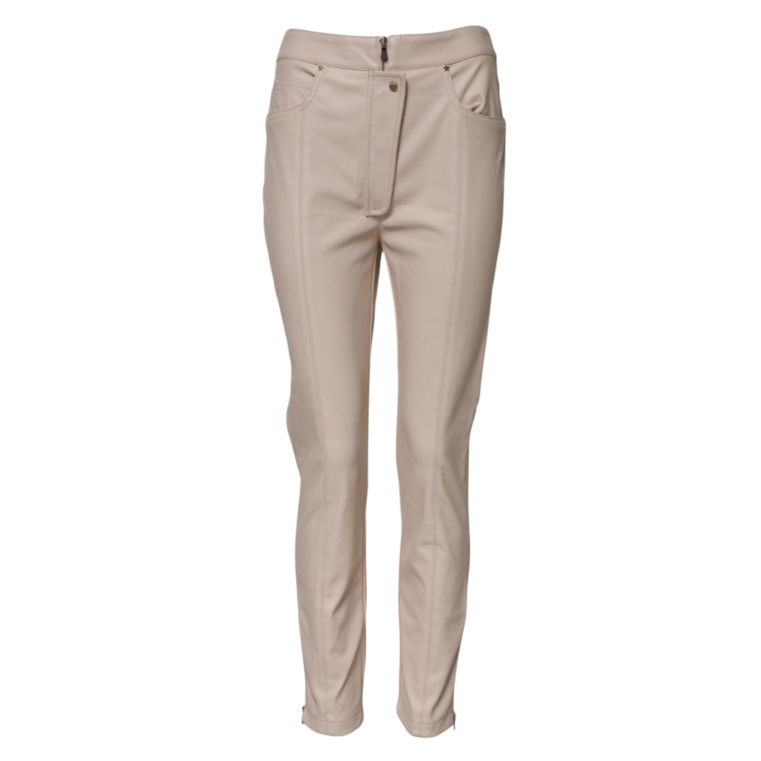 Beige High Waist Tapered Pants - ventzia