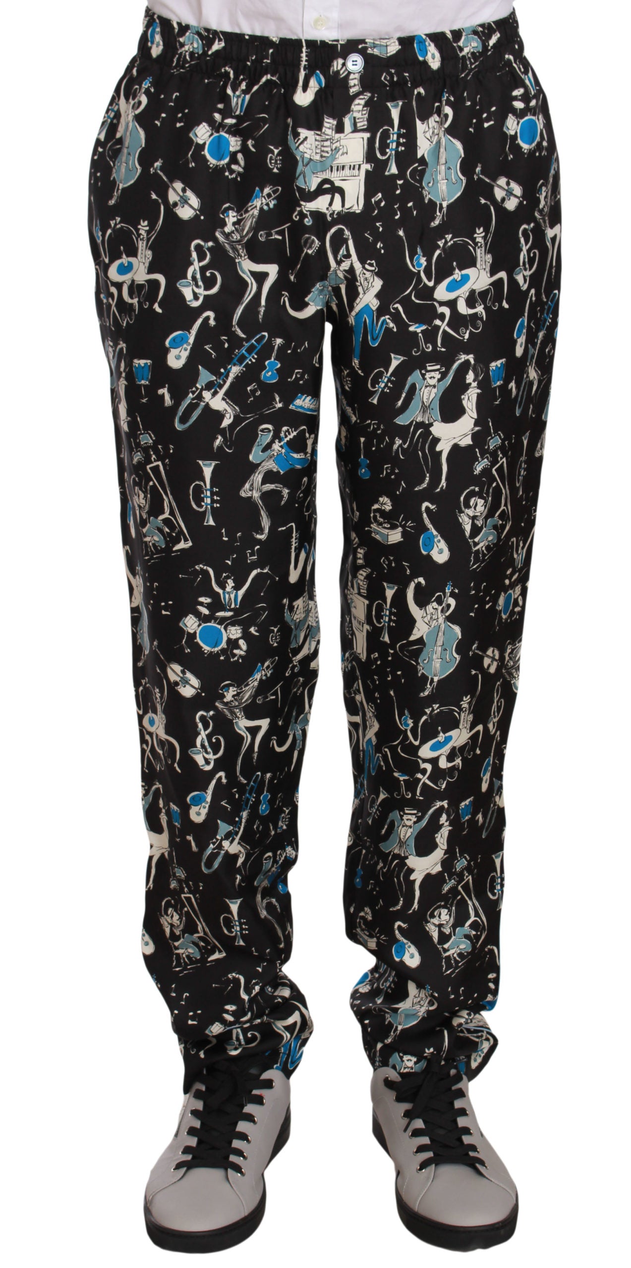 Elegant Silk Lounge Pants with Unique Print - ventzia