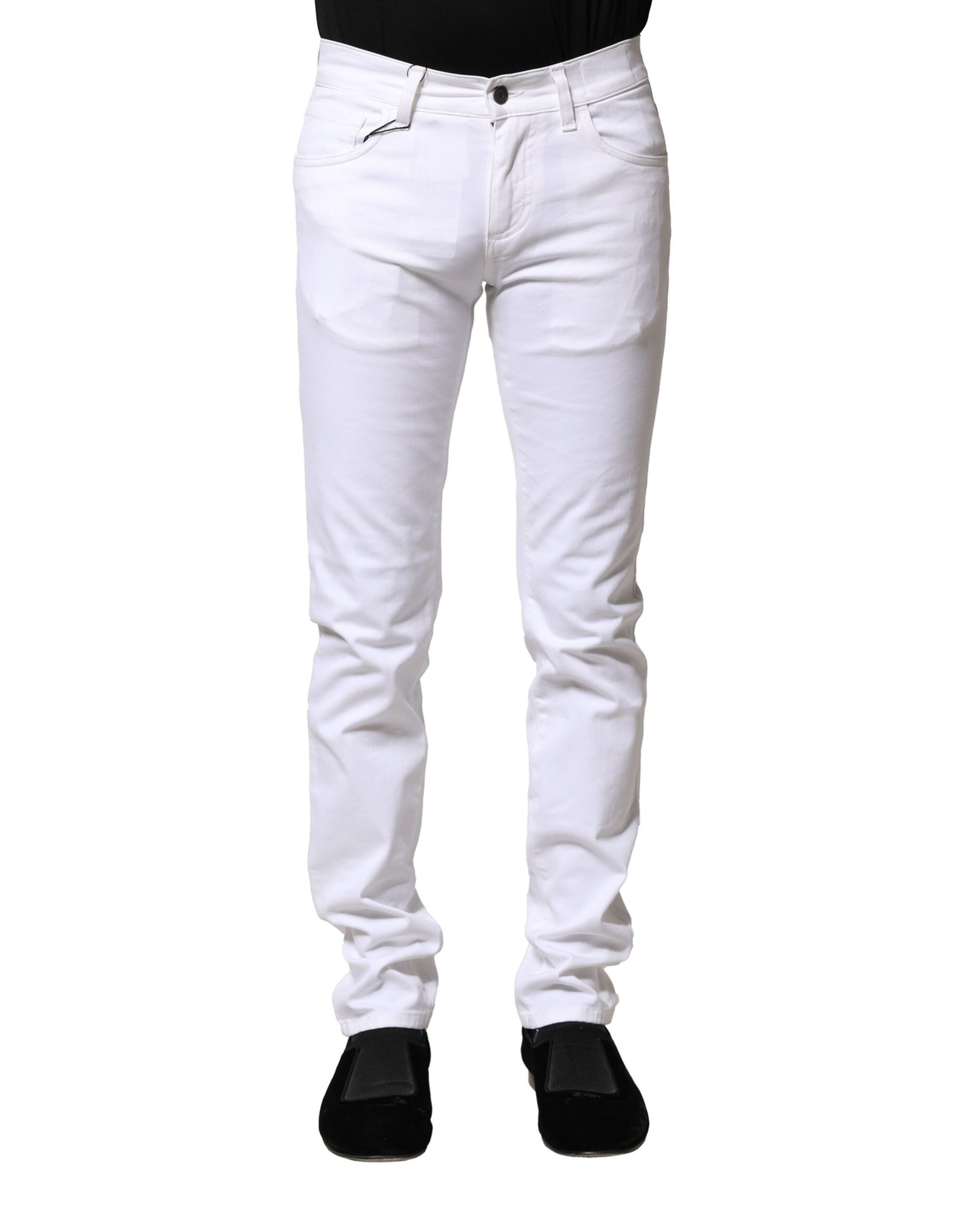 White Cotton Skinny Men Denim Jeans - ventzia