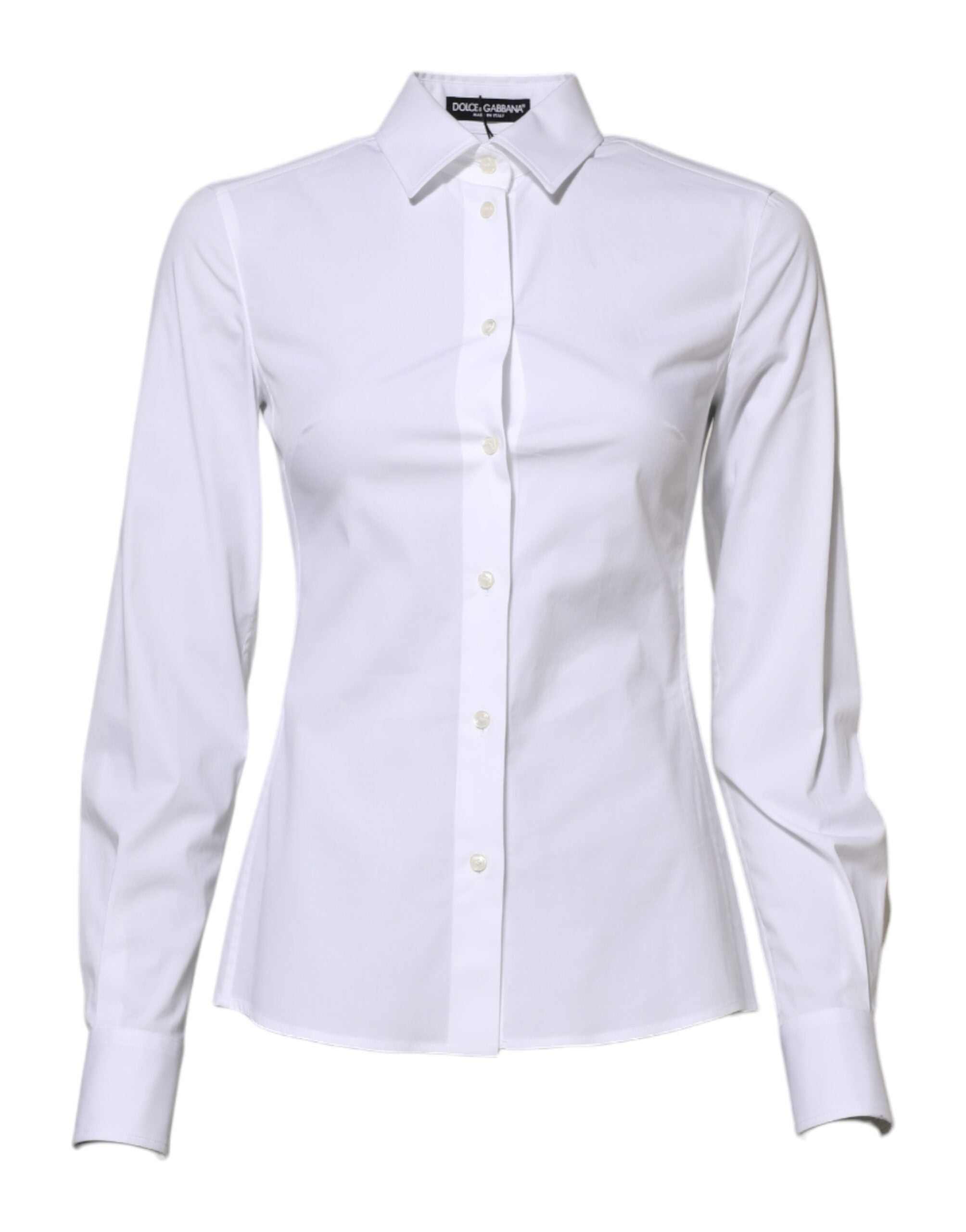 White Cotton Long Sleeves Collared Shirt Top - ventzia