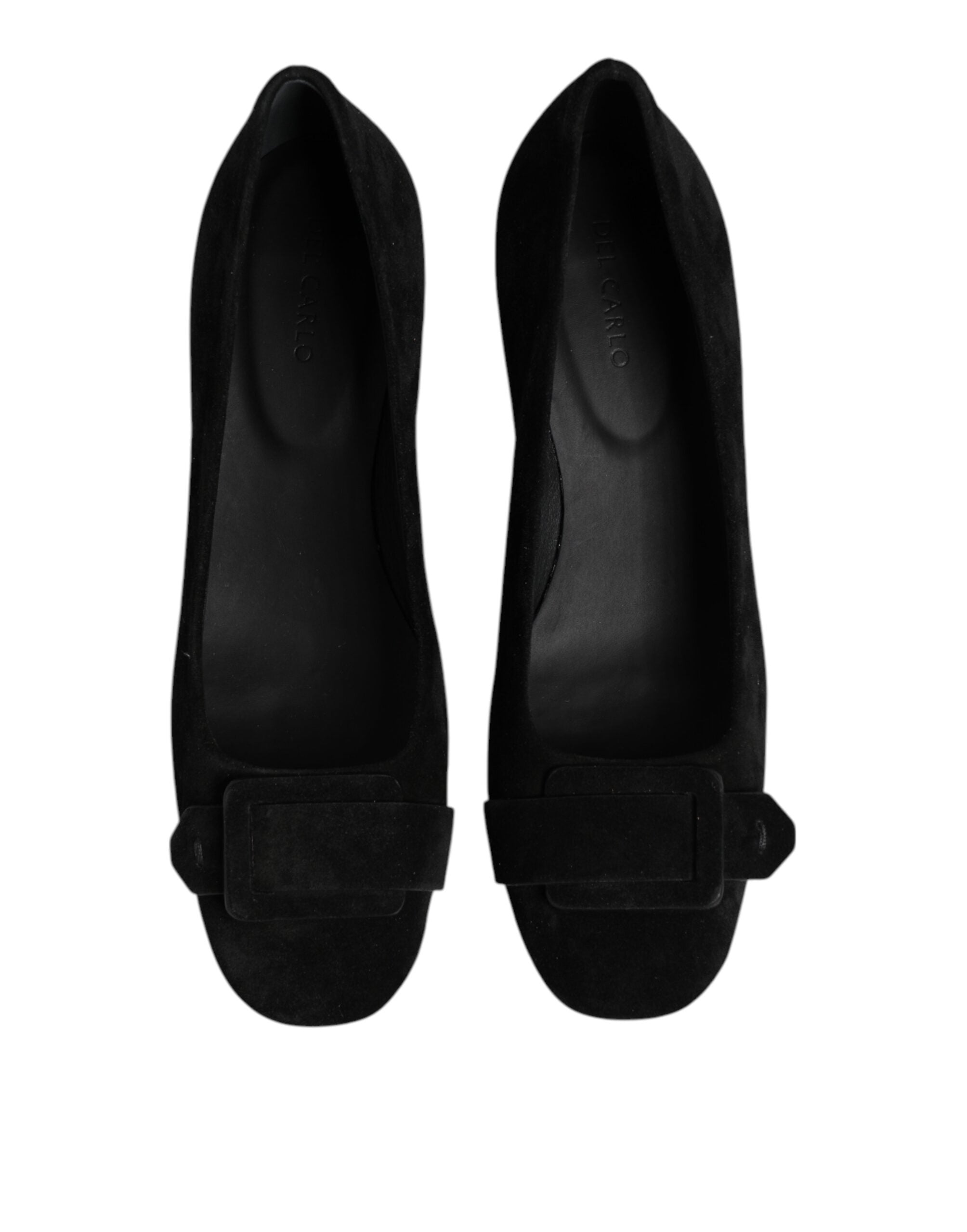 Black Suede Leather Slip On High Heels Pump Shoes - ventzia