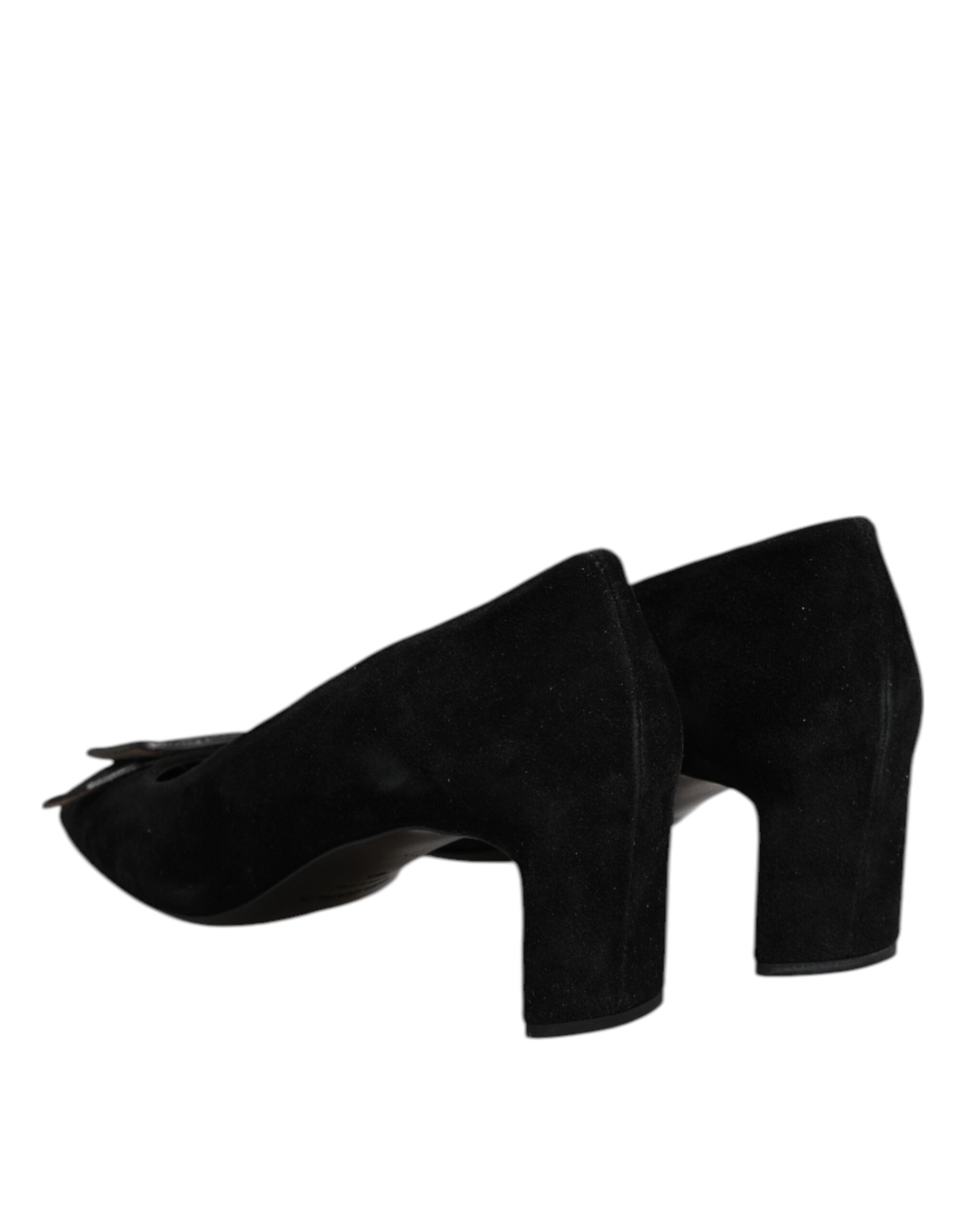 Black Suede Leather Slip On High Heels Pump Shoes - ventzia