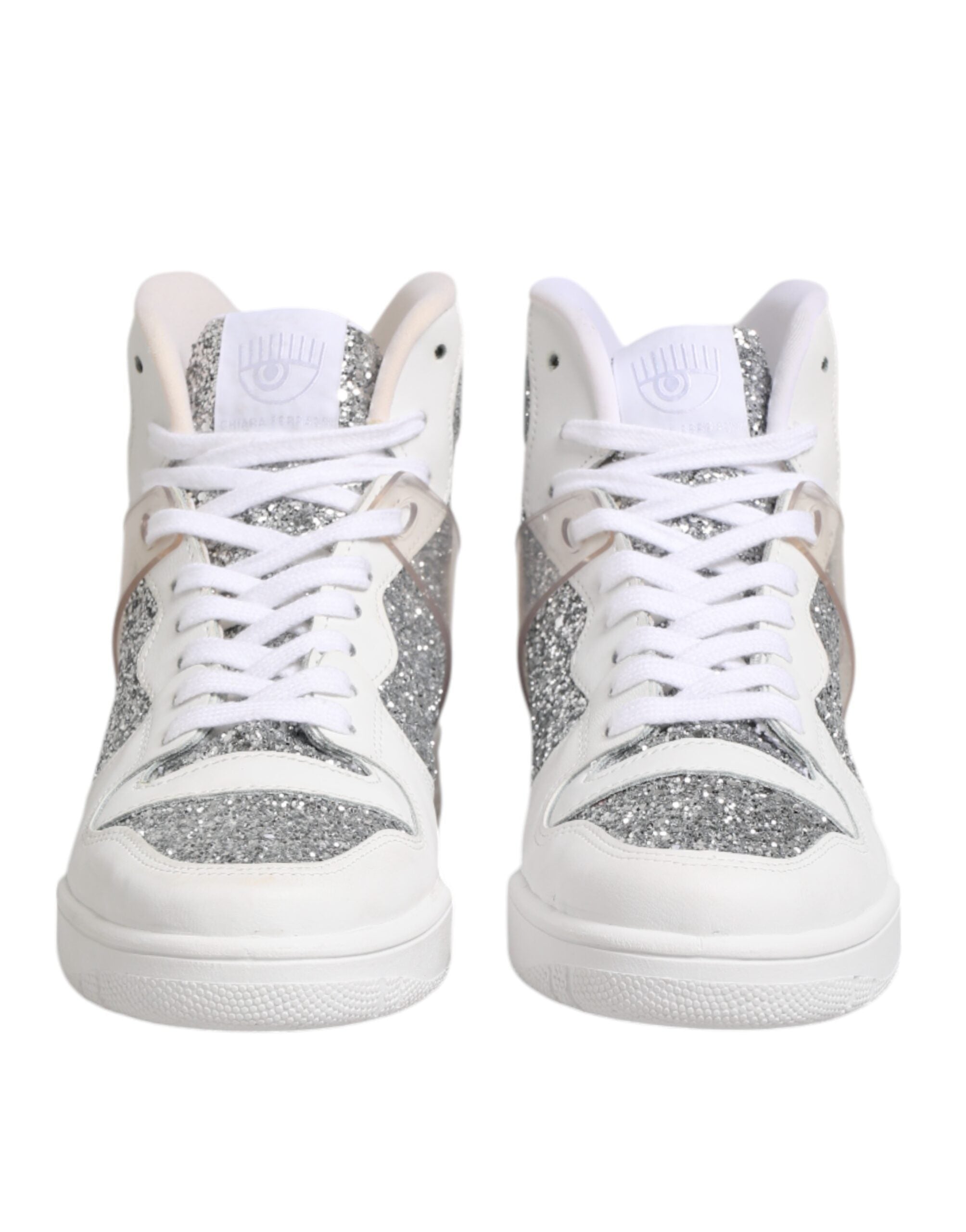 White Silver High Top Women Sneakers Shoes - ventzia