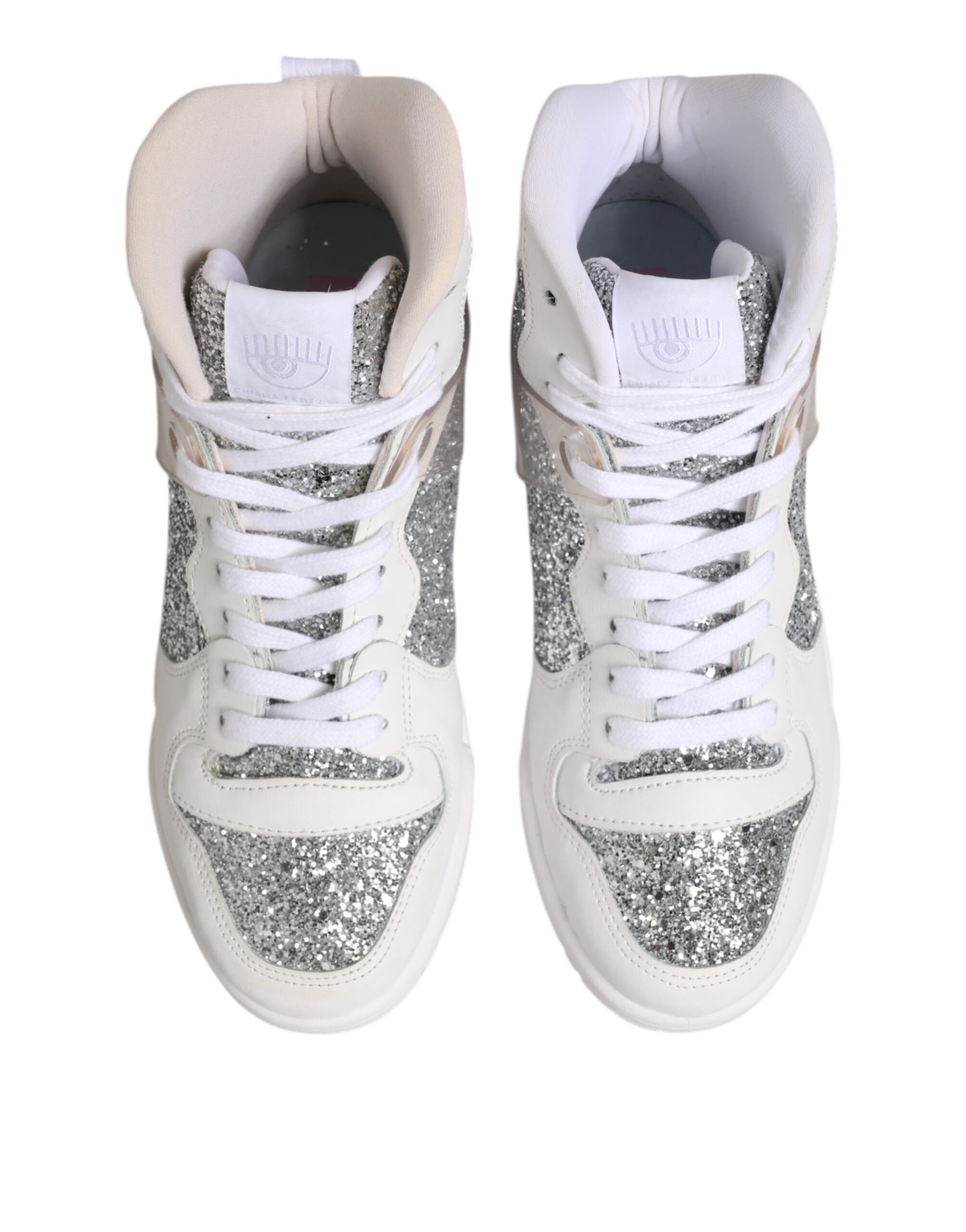 White Silver High Top Women Sneakers Shoes - ventzia