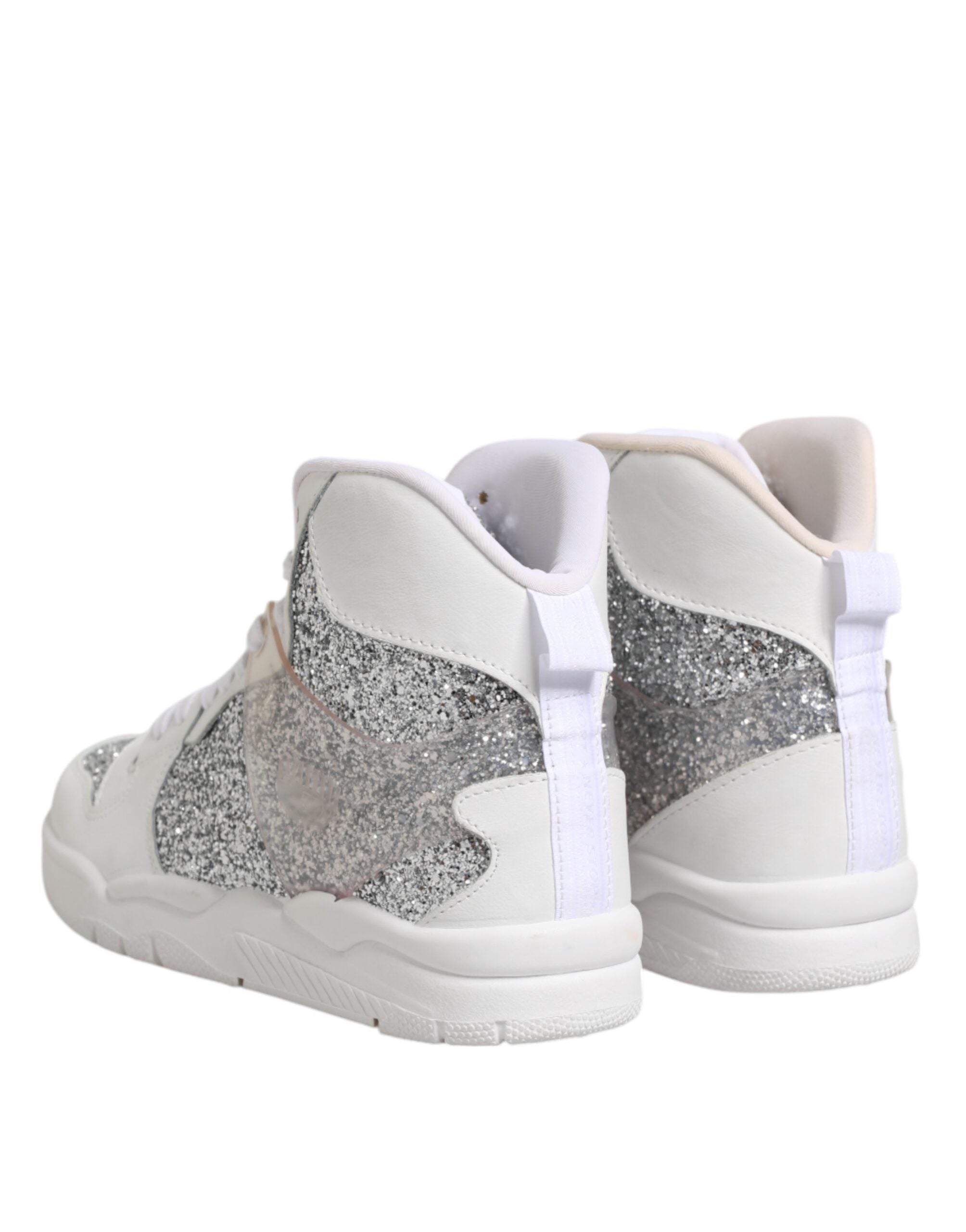 White Silver High Top Women Sneakers Shoes - ventzia