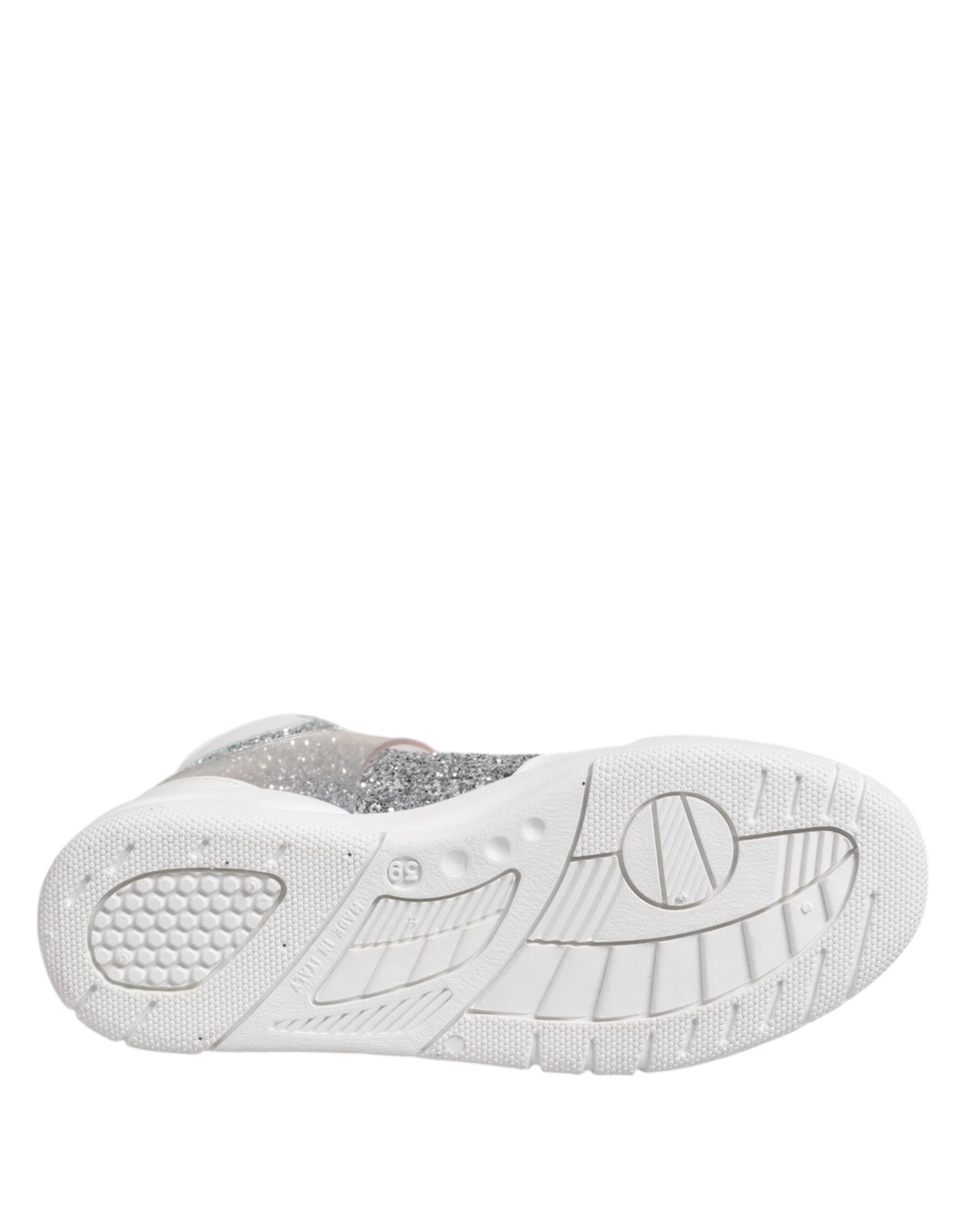 White Silver High Top Women Sneakers Shoes - ventzia