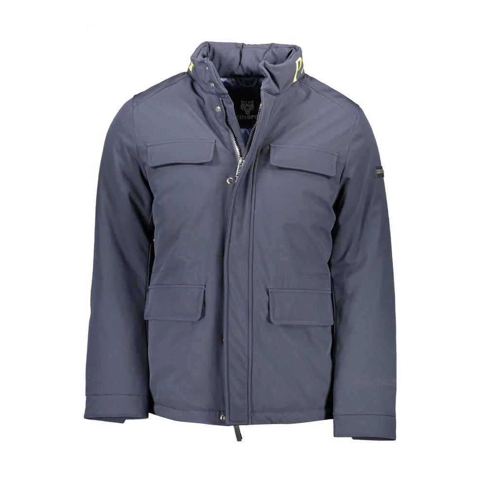 Blue Polyester Jacket - ventzia