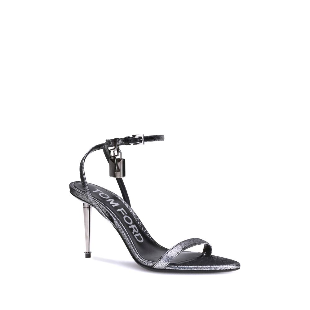 Silver Calf Leather Bos Taurus Stiletto Heel Sandals - ventzia