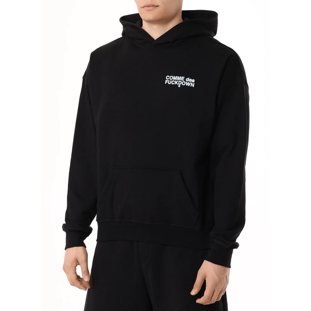 Black Cotton Men Hoodie - ventzia