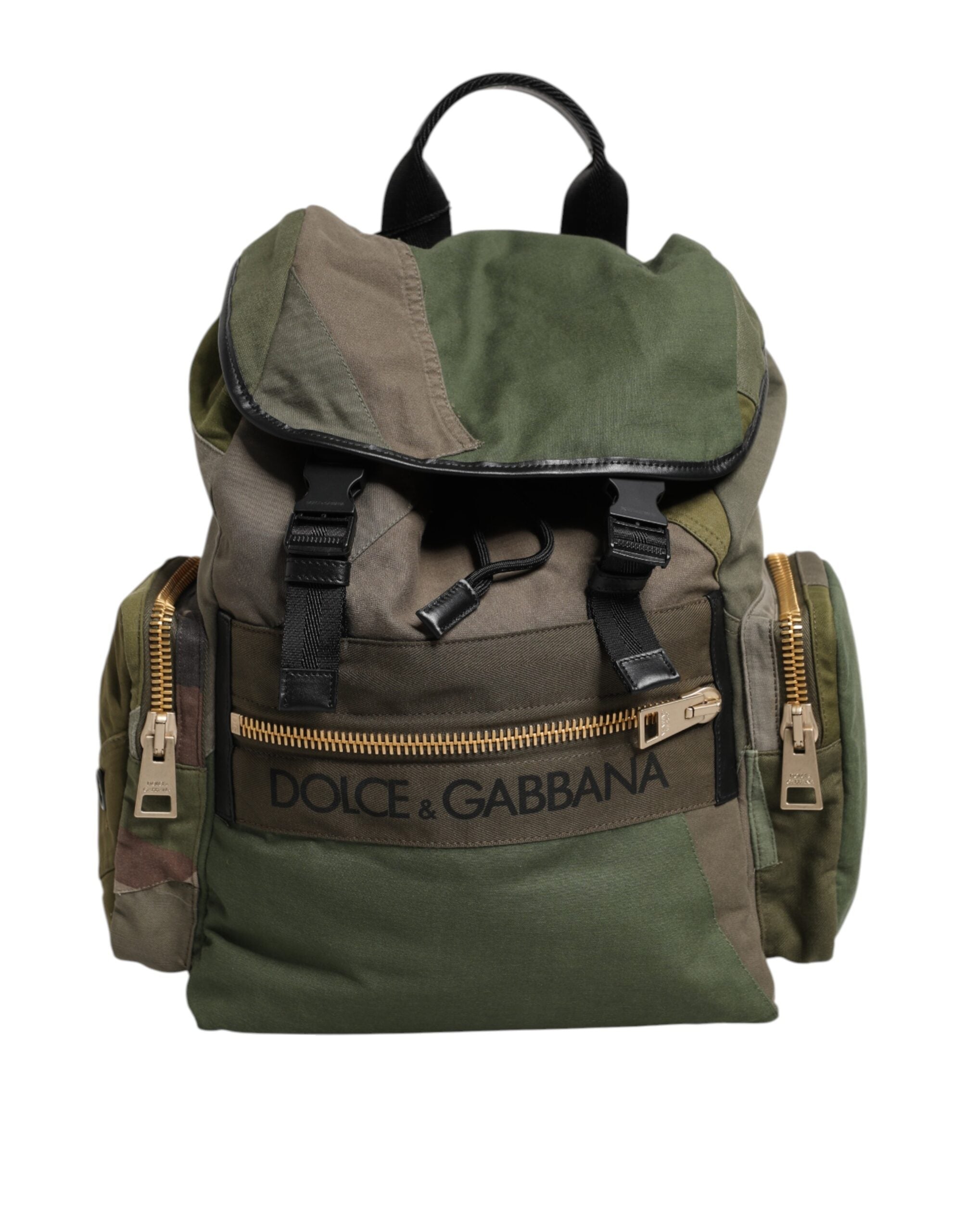 Military Green Patchwork Rucksack Backpack Bag - ventzia
